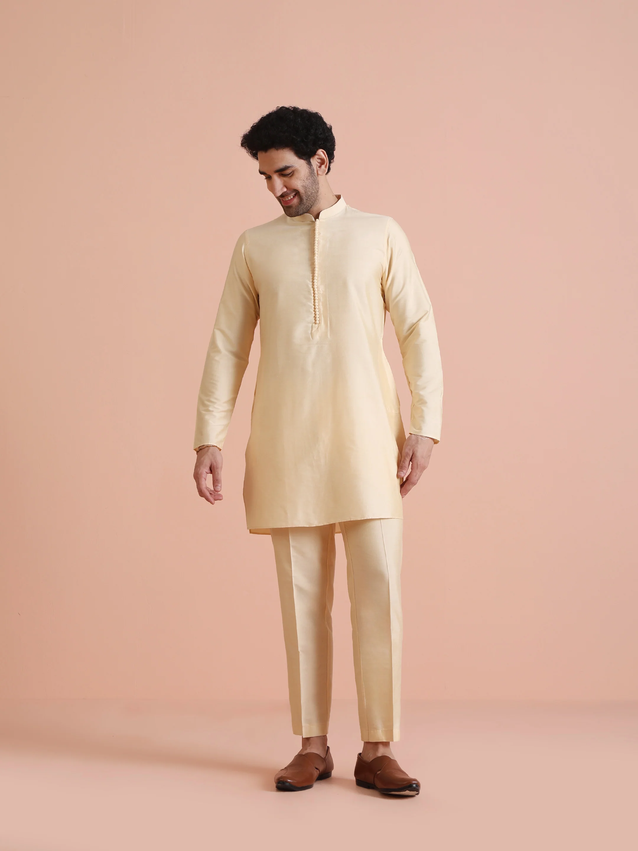 Beige Digital Print Cotton Blend Kurta Jacket Set - Image 7