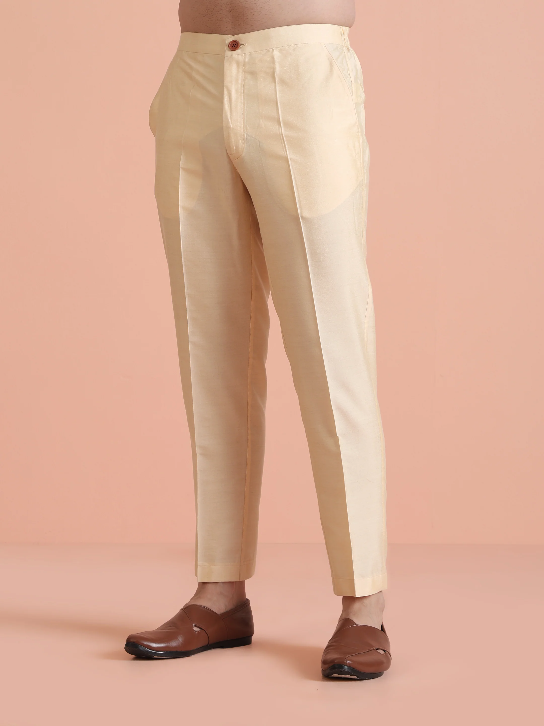 Beige Jacquard Silk Blend Kurta Jacket Set - Image 6