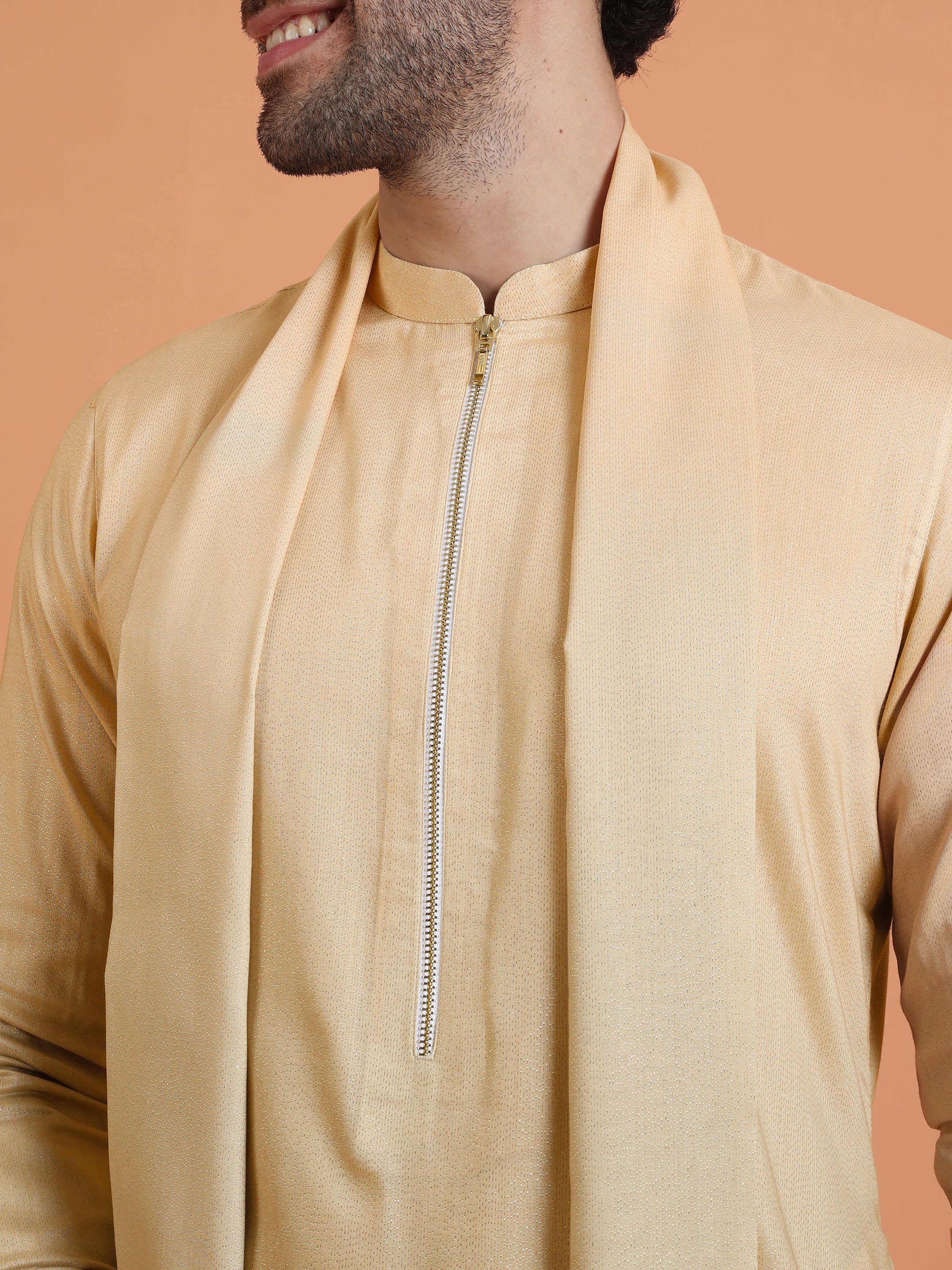 Beige Silk Blend Ombre Dupatta - Image 4