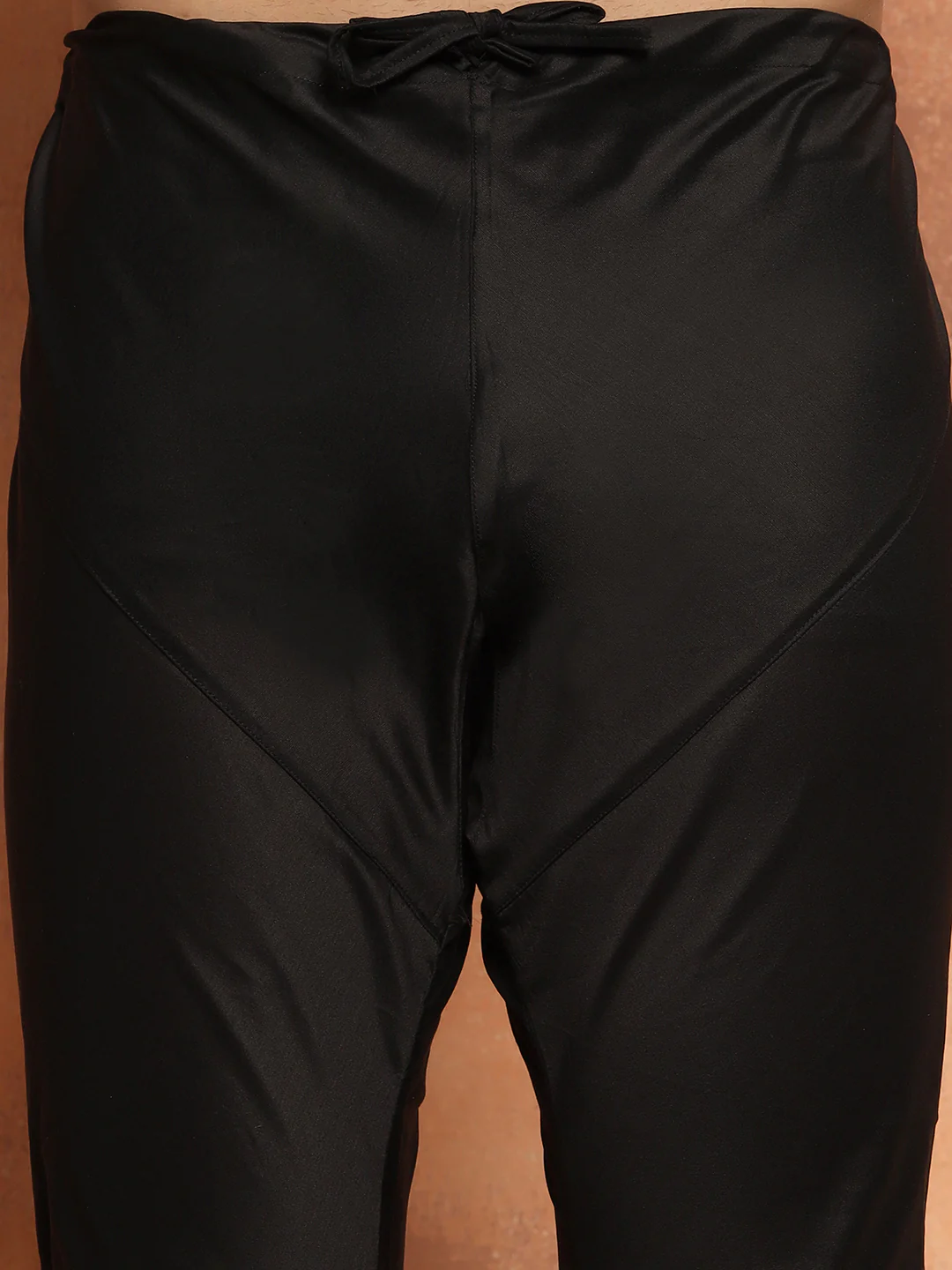 Black Cotton Blend Solid Kurta Churidar Set - Image 6