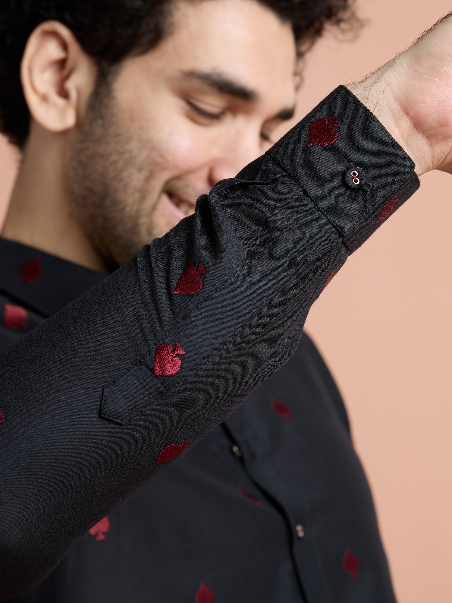 Black Cotton Embroidered Pathani Kurta - Image 7