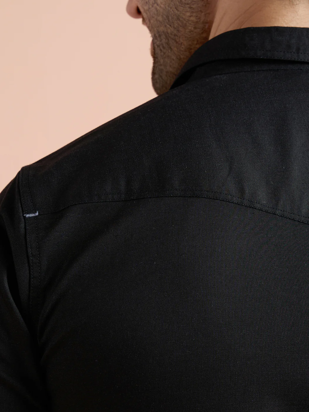 Black Denim Solid Pathani Kurta Patiyala Set - Image 8