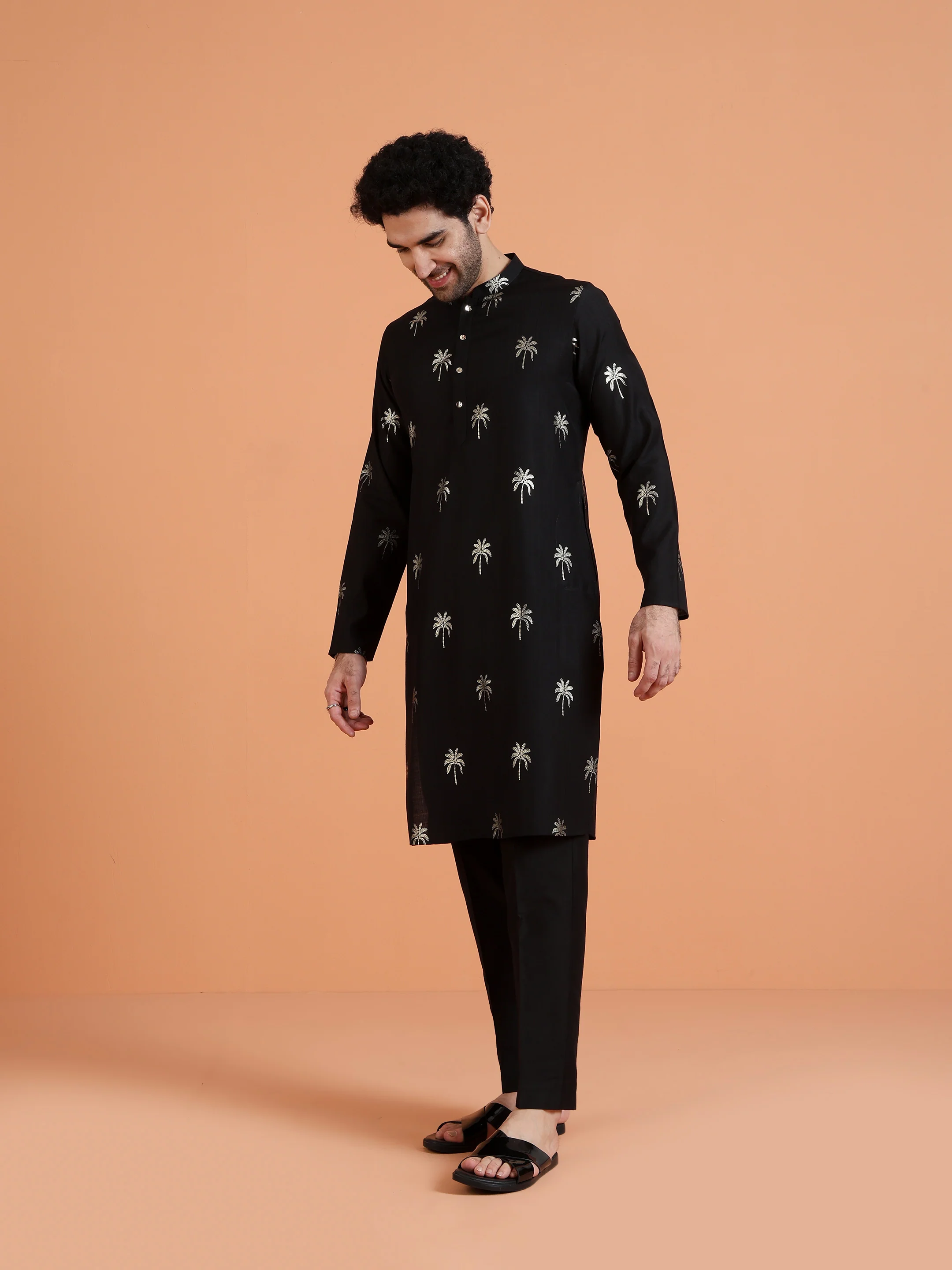 Black Embroidered Kurta- Festive Ethnic Wear - Image 2