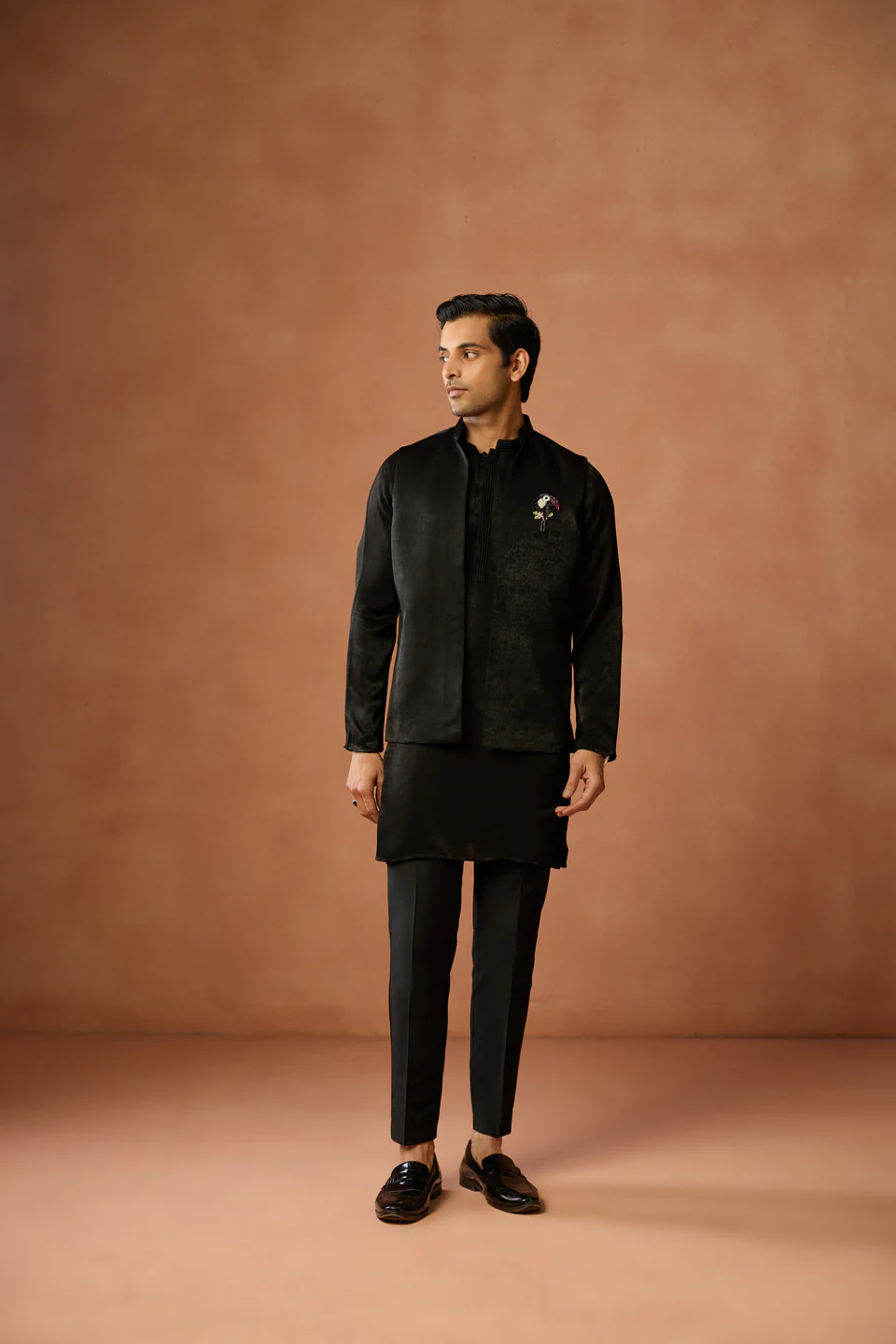 Black Jacket Kurta Trouser Set