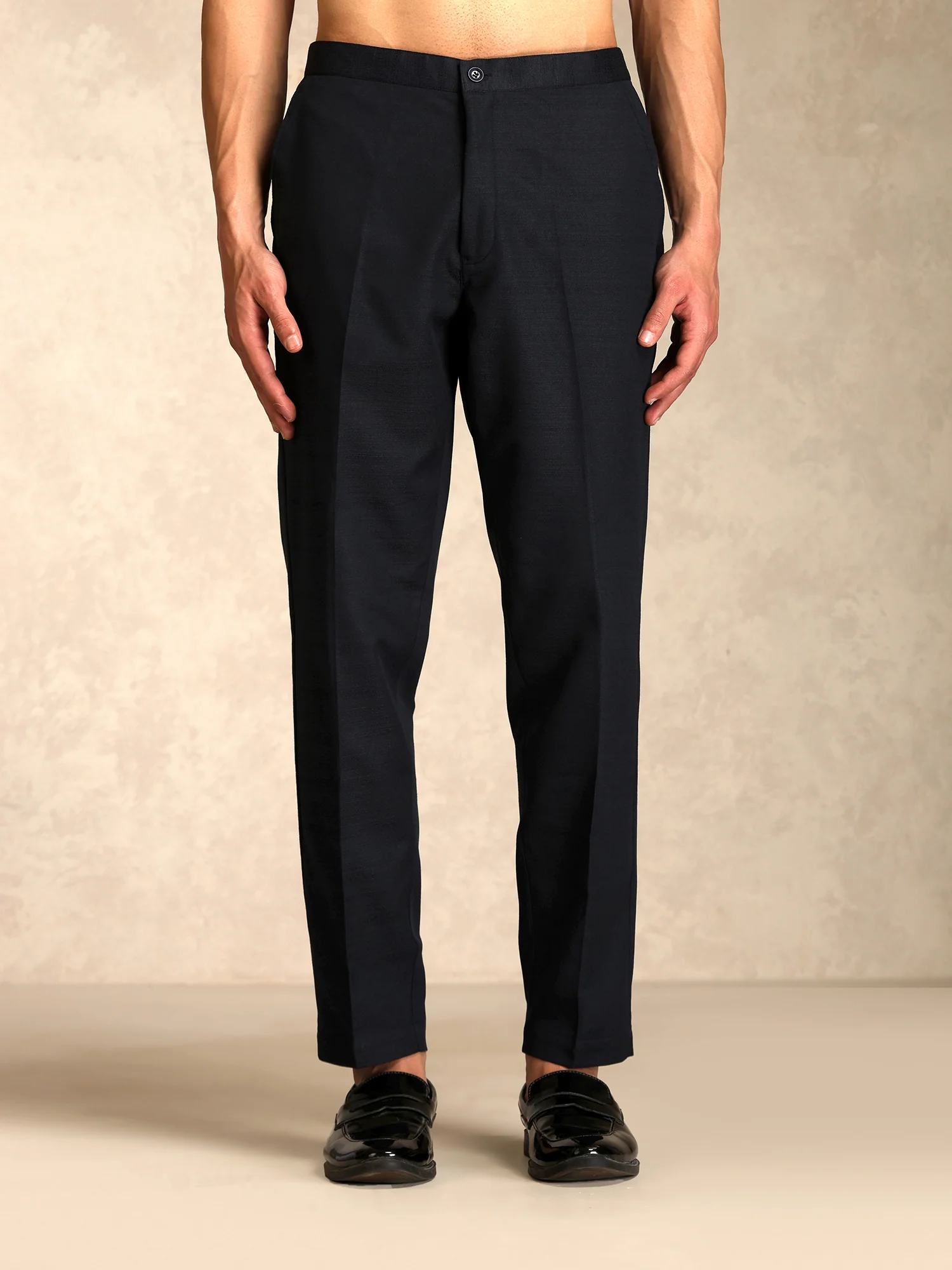 Black Poly Viscose Solid Mid Kurta Jacket Trouser Set - Image 6