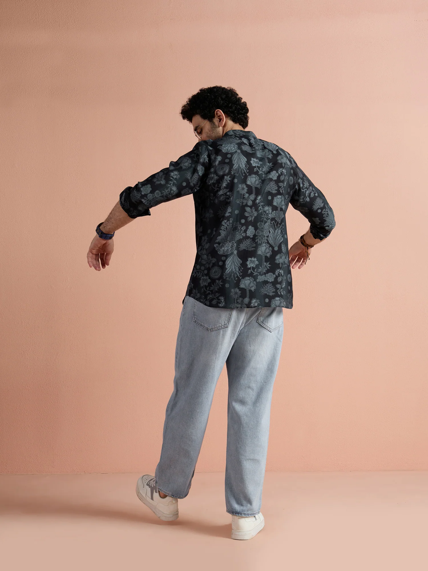 Black Polyviscose Printed Short Kurta - Image 4