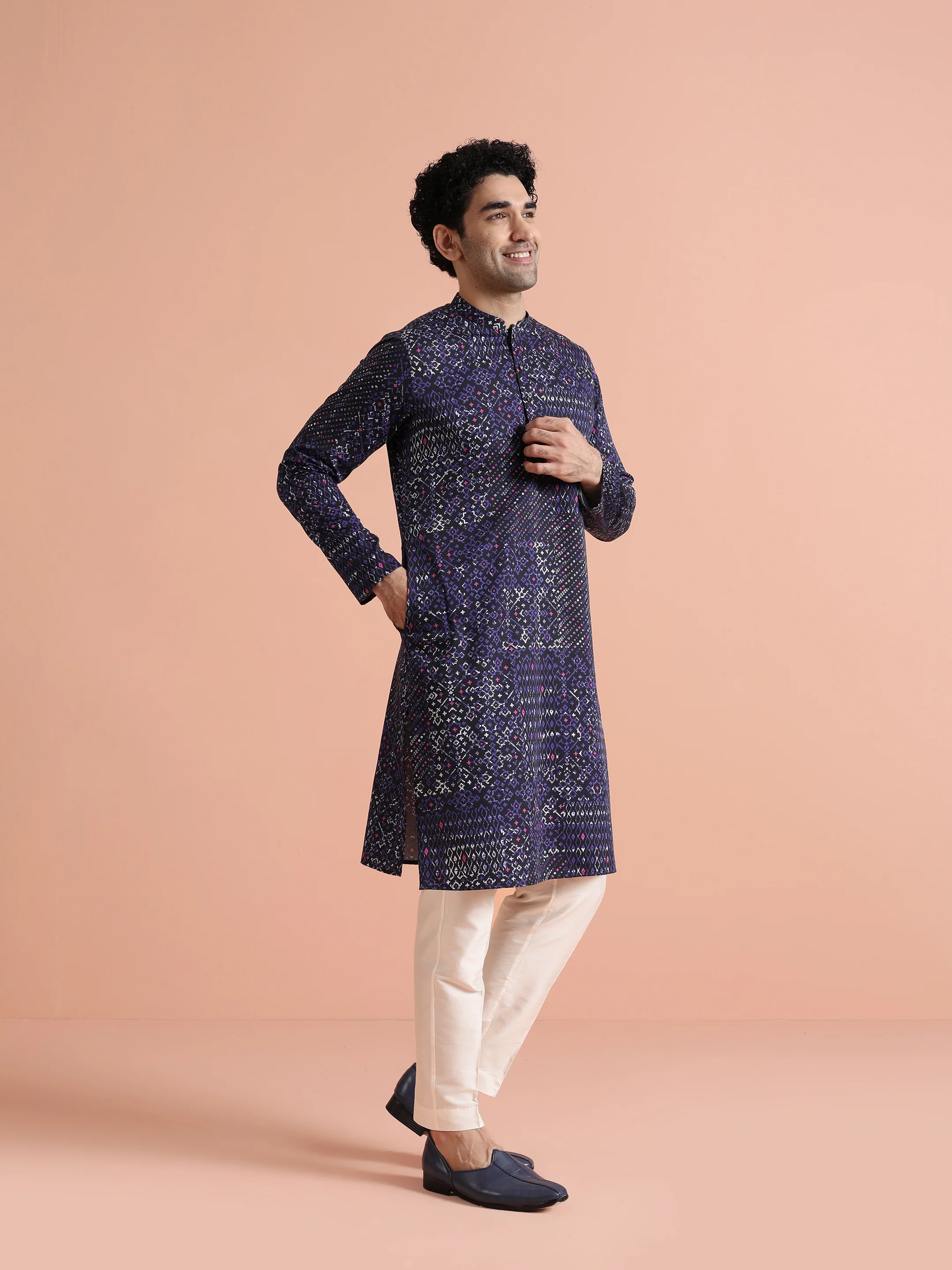 Black Printed Cotton Kurta Trouser - Image 3
