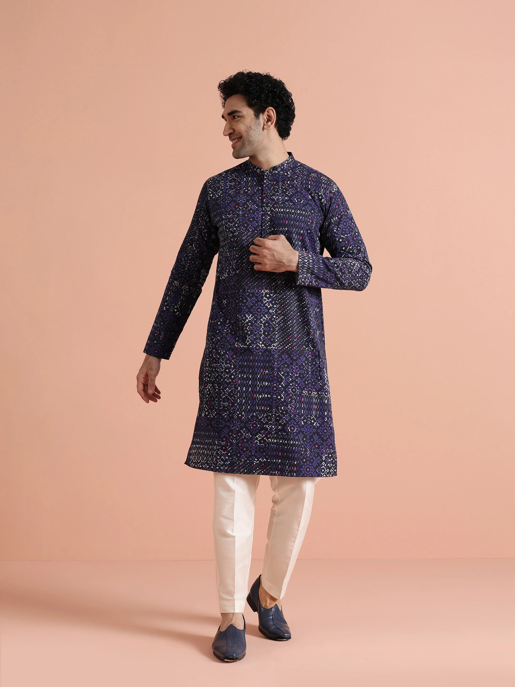 Black Printed Cotton Kurta Trouser - Image 6