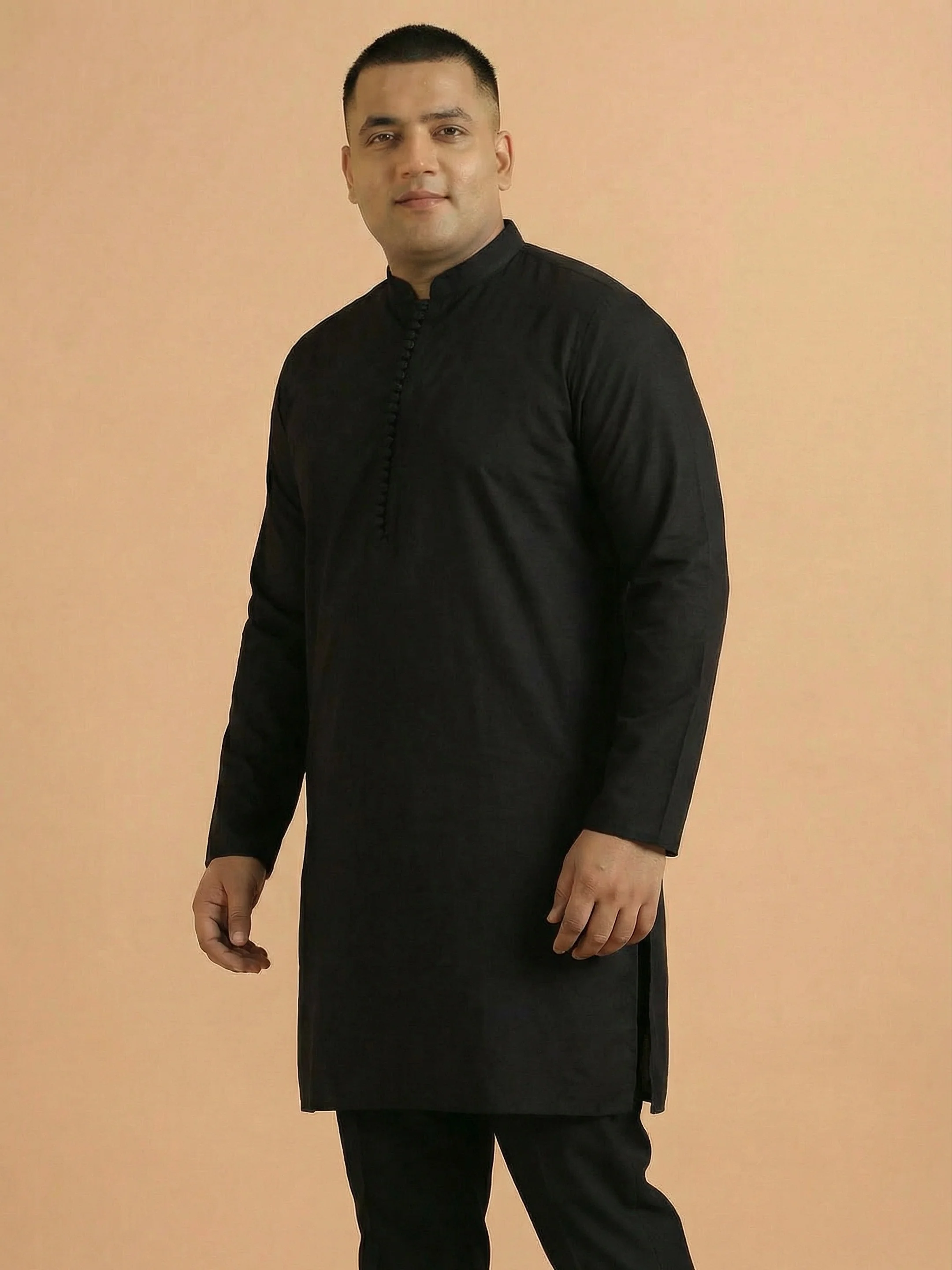 Black Solid Mid Kurta - Image 4