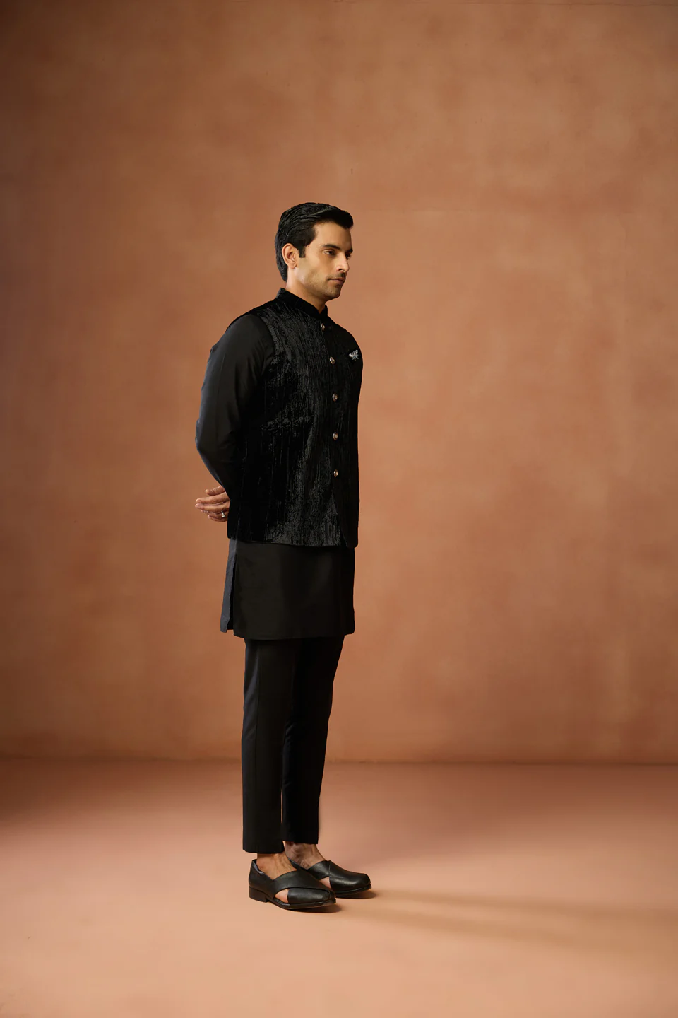 Black Velvet Crushed Jacket - Image 2