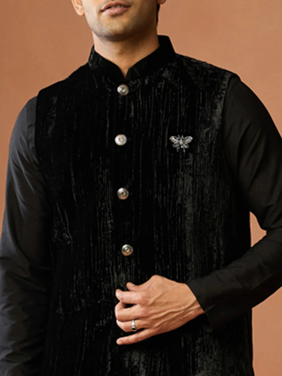 Black Velvet Crushed Jacket - Image 5