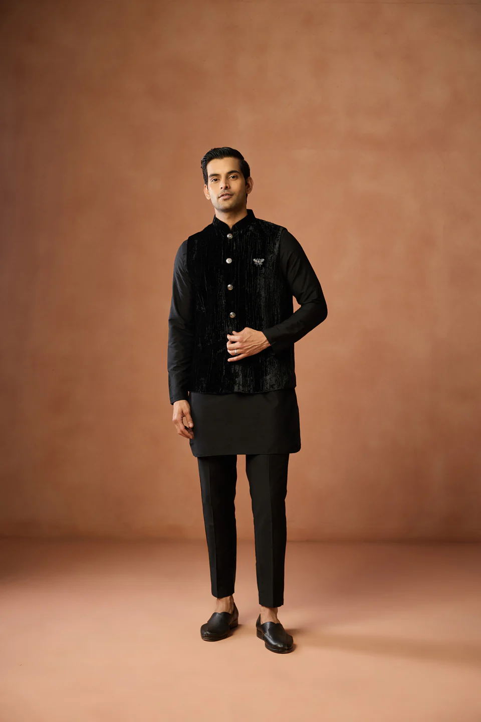 Black Velvet Crushed Jacket - Image 6