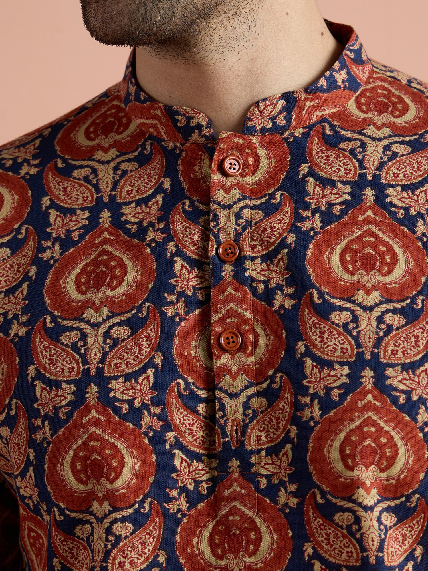Blue Cotton Printed Short Kurta - Image 6