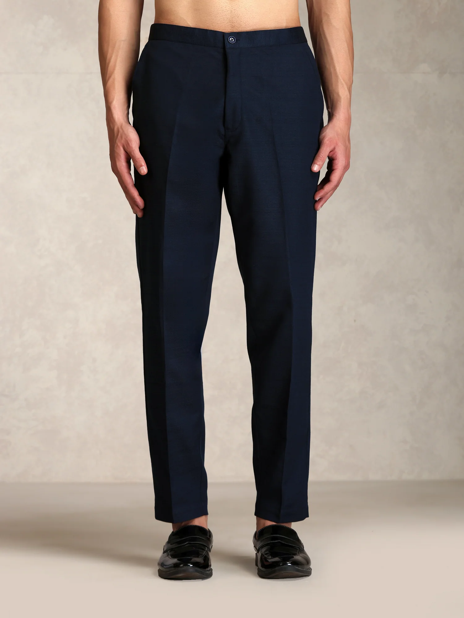Blue Poly Viscose Solid Mid Kurta Jacket Trouser Set - Image 6