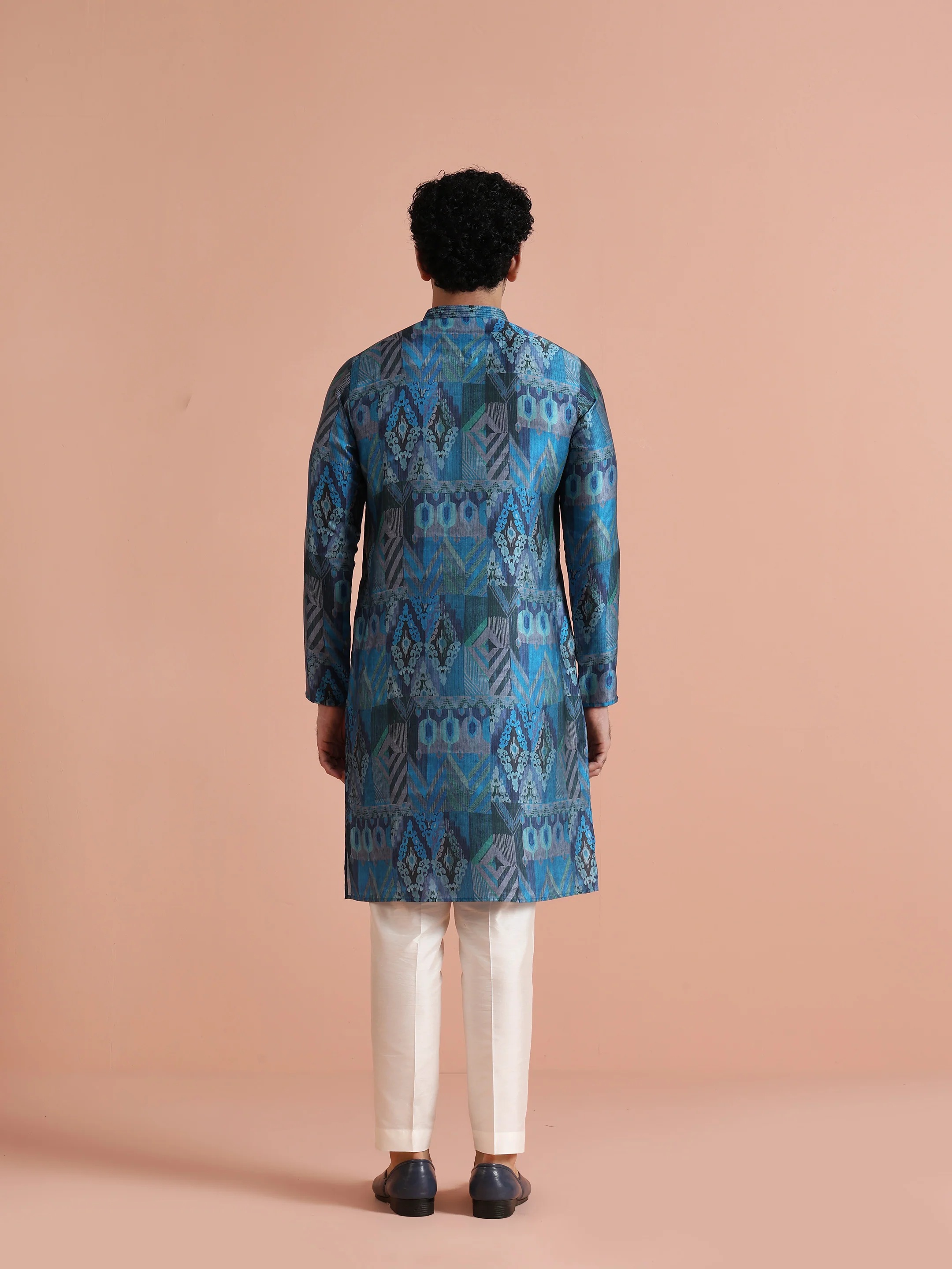 Blue Printed Kurta Trouser - Image 4