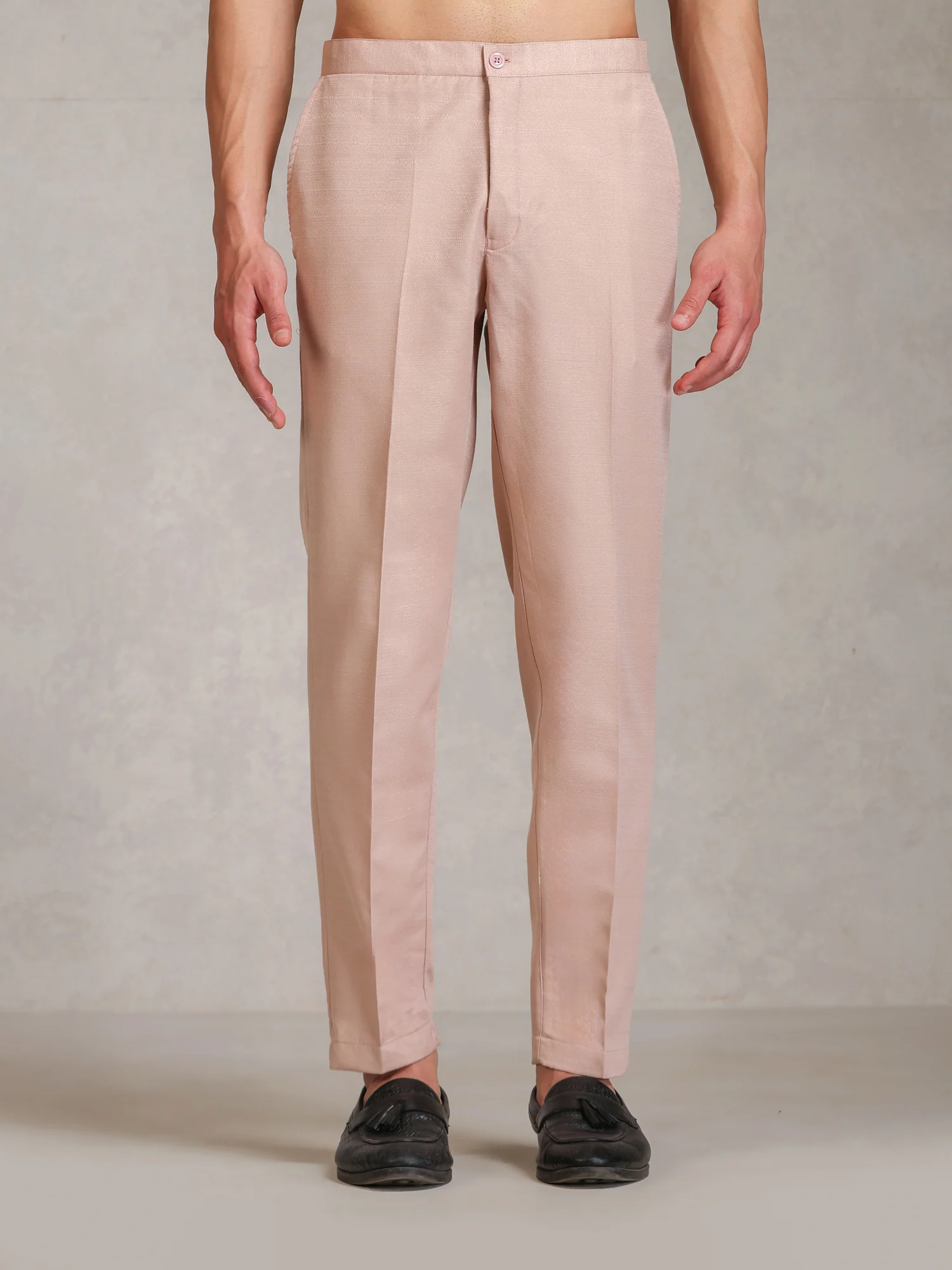 Blush Pink Poly Viscose Solid Mid Kurta Jacket Trouser Set - Image 6