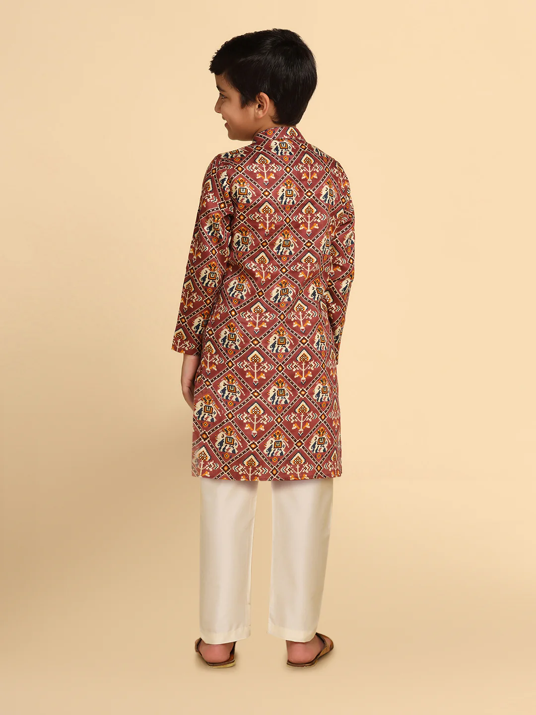 Boy's Multicolour Cotton Blend Printed Kurta Pyjama Set - Image 3