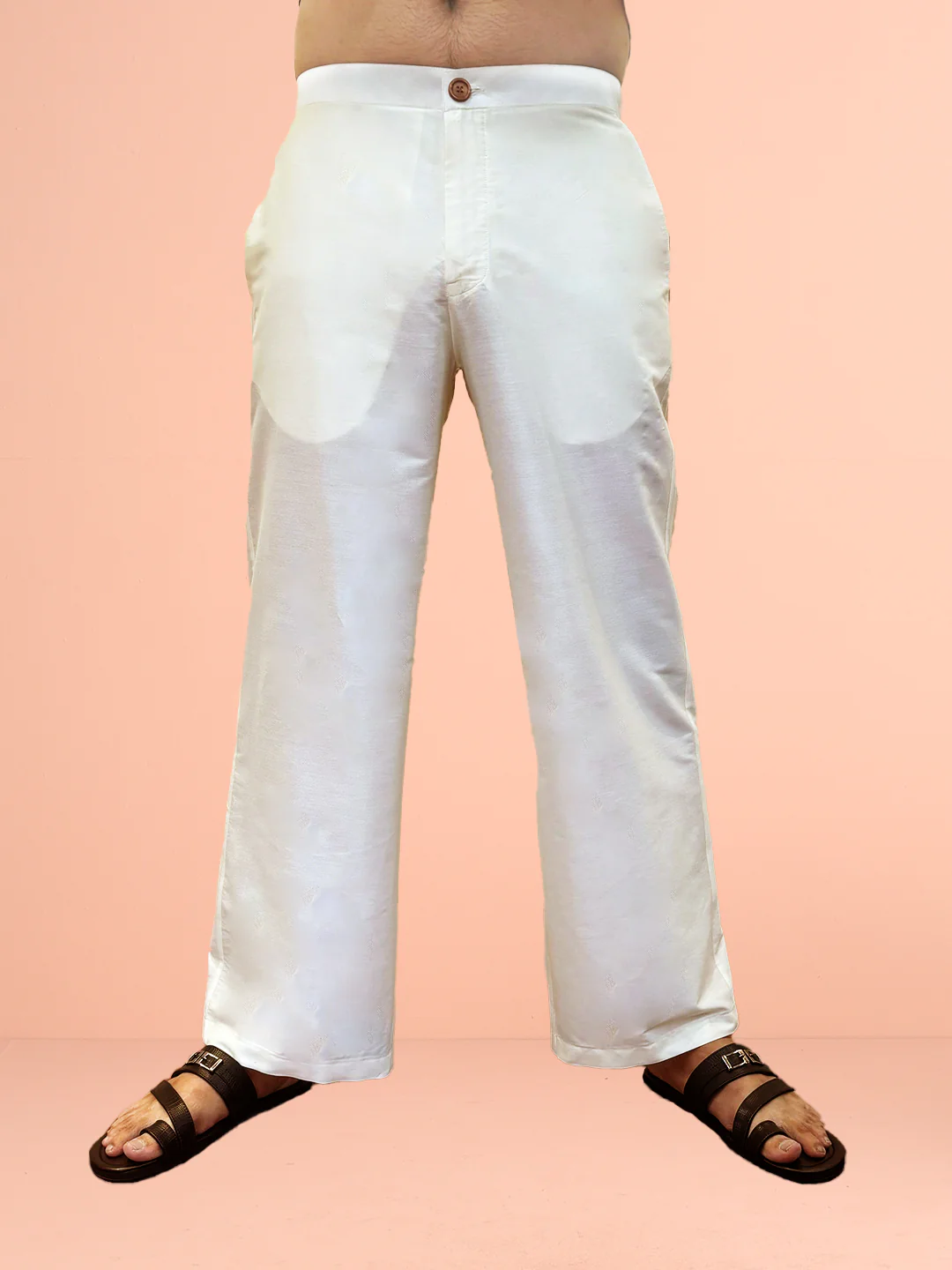 Cream Cotton Silk Embroidered Mid Kurta Wide Leg Pant Set - Image 5