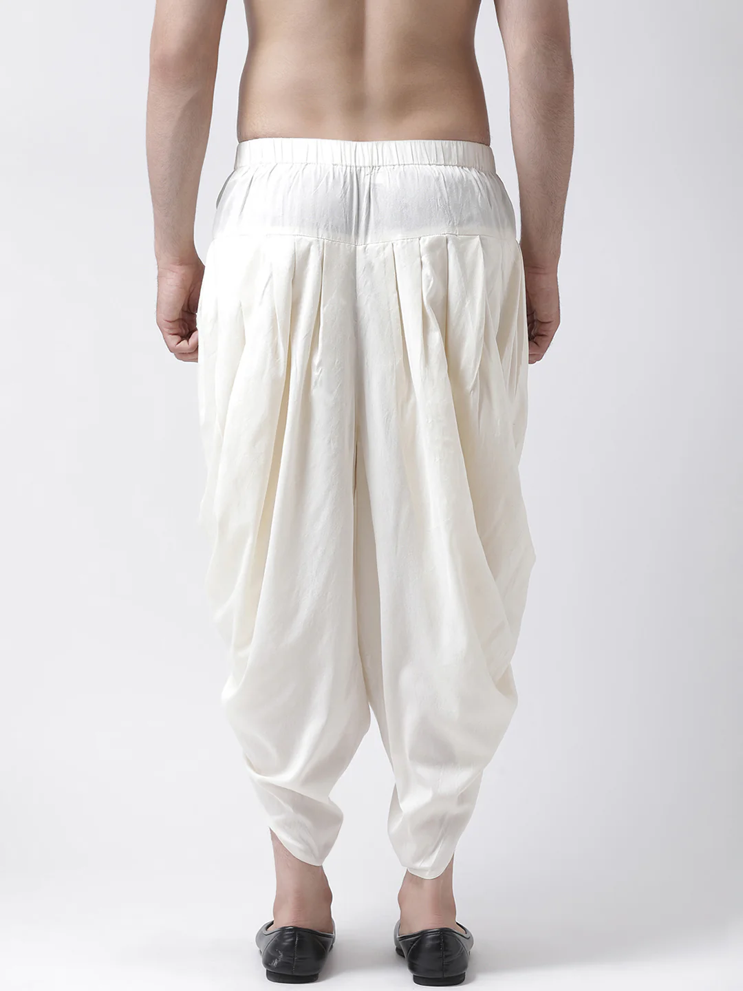 Cream Solid Elasticated Dhoti - Image 3