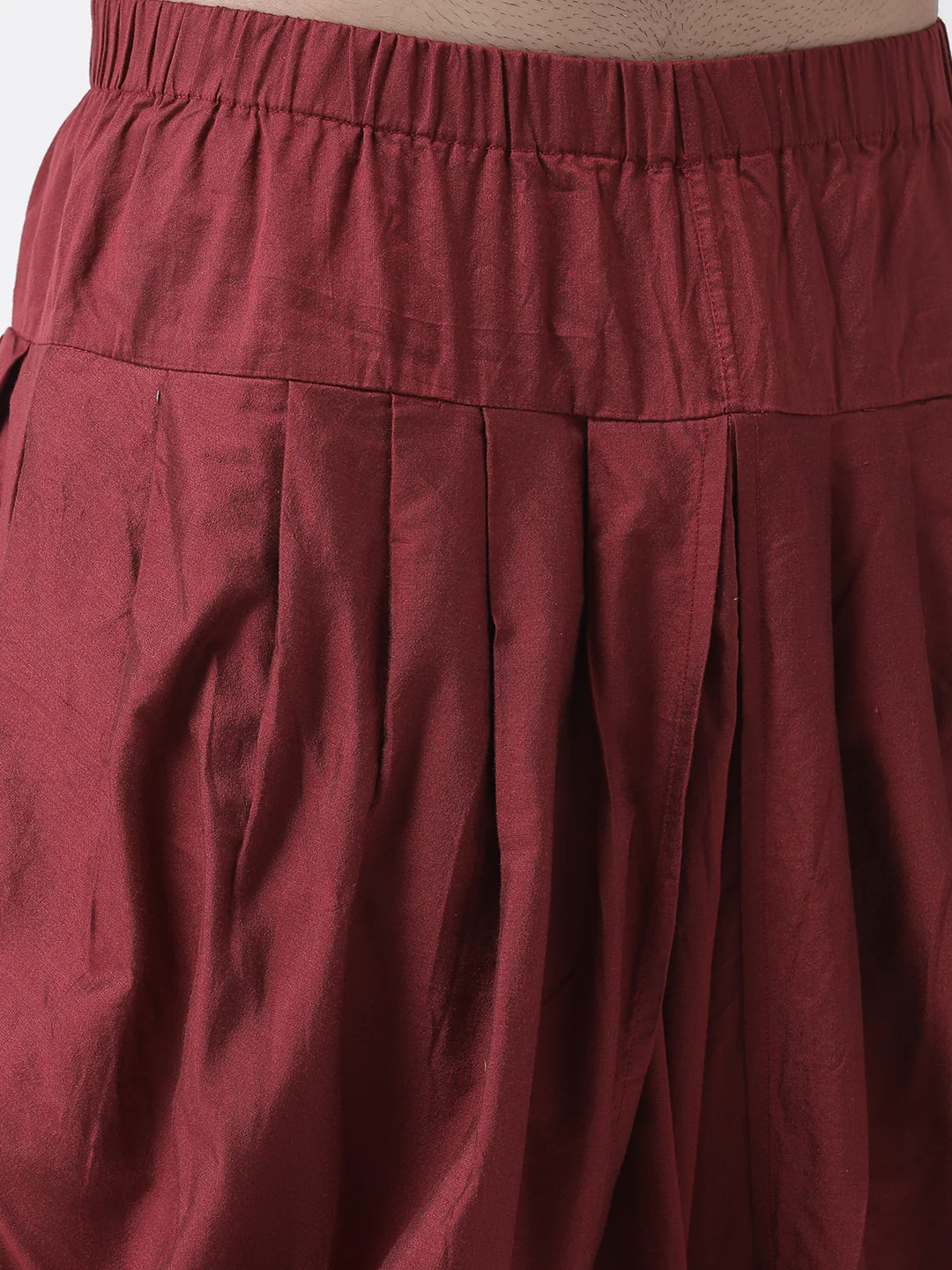 Maroon Solid Elasticated Dhoti - Image 4