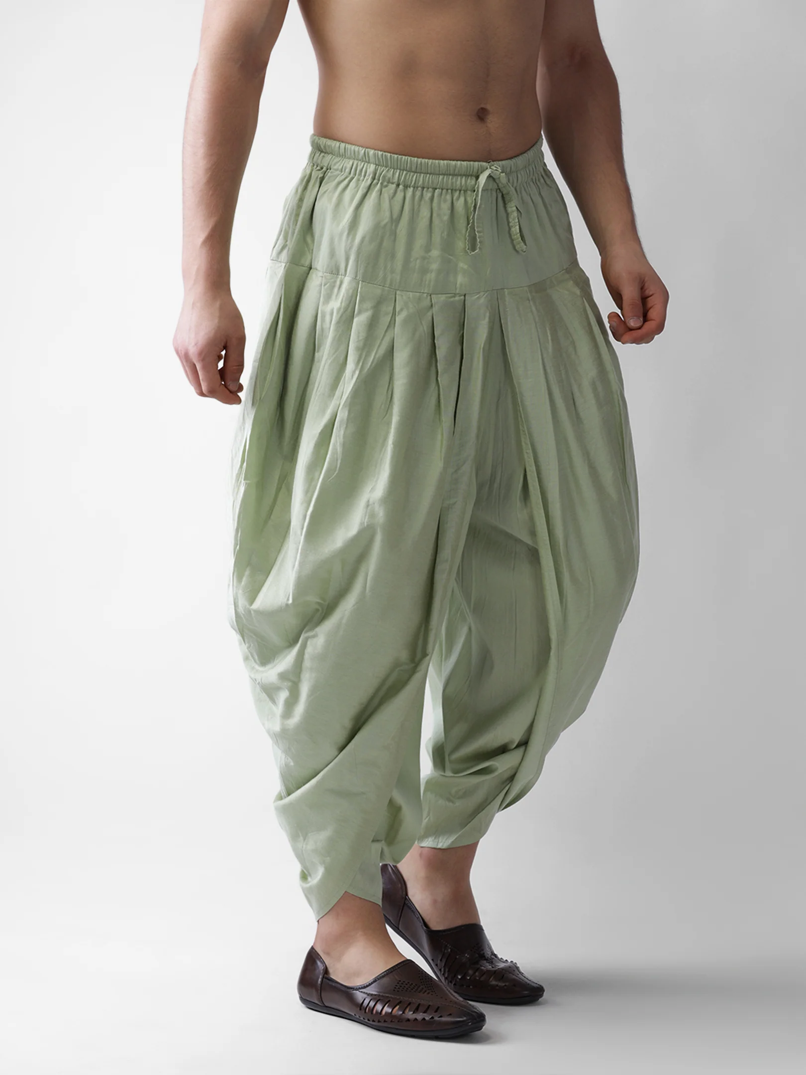 Green Solid Elasticated Dhoti - Image 3