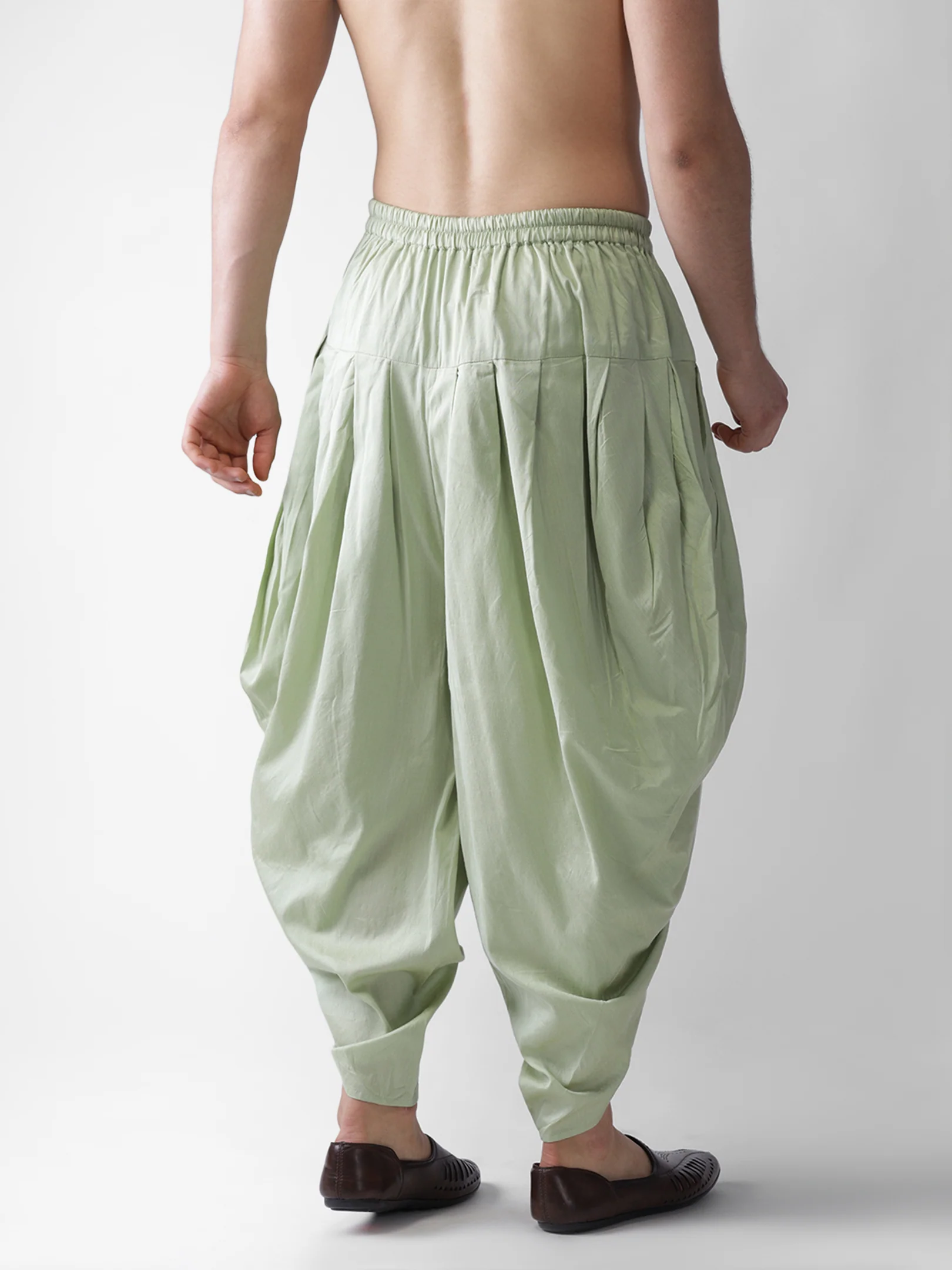 Green Solid Elasticated Dhoti - Image 4