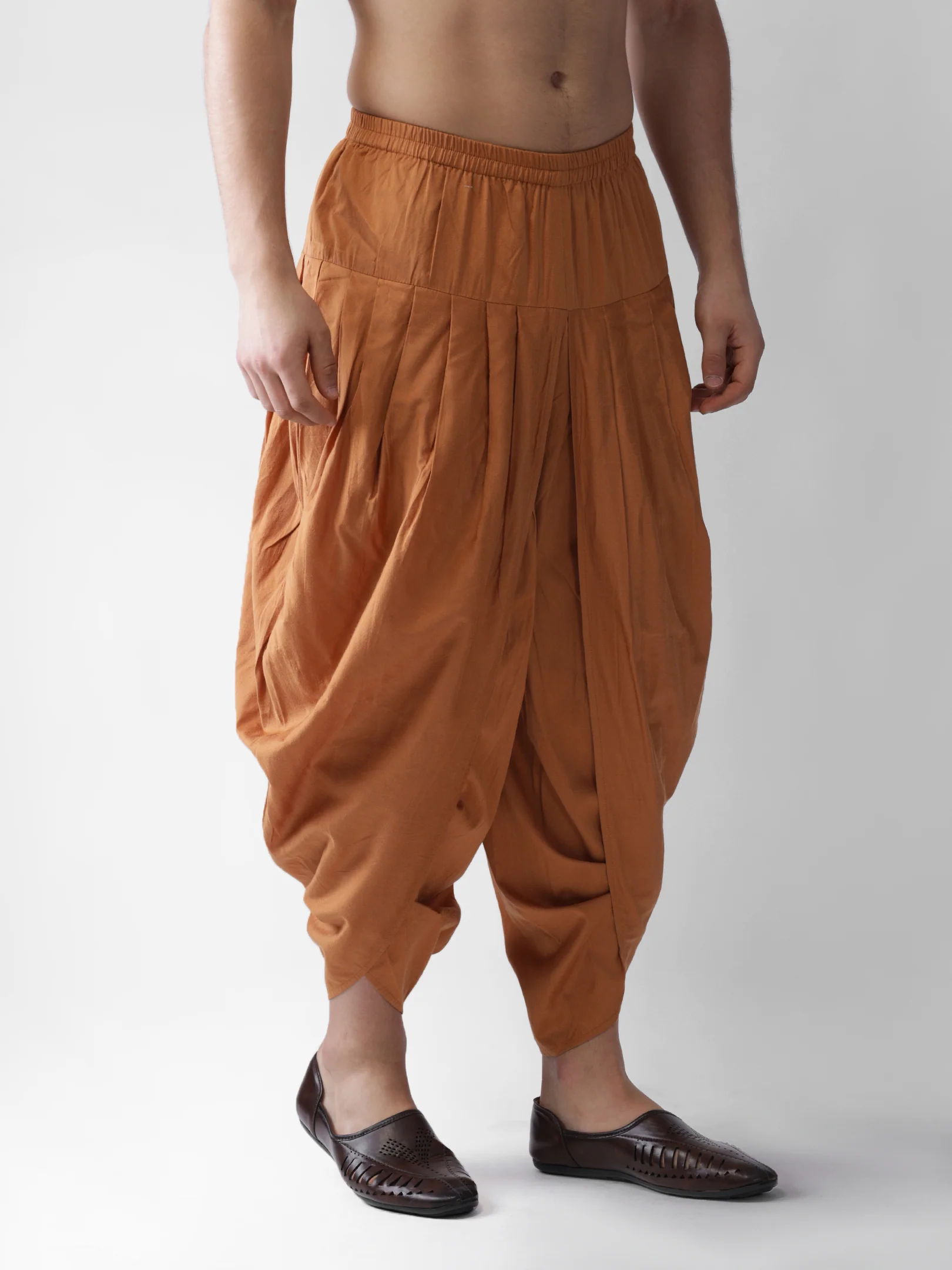 Golden Slim Fit Silk Blend Churidar Pants for Traditional & Wedding Outfits - Image 3