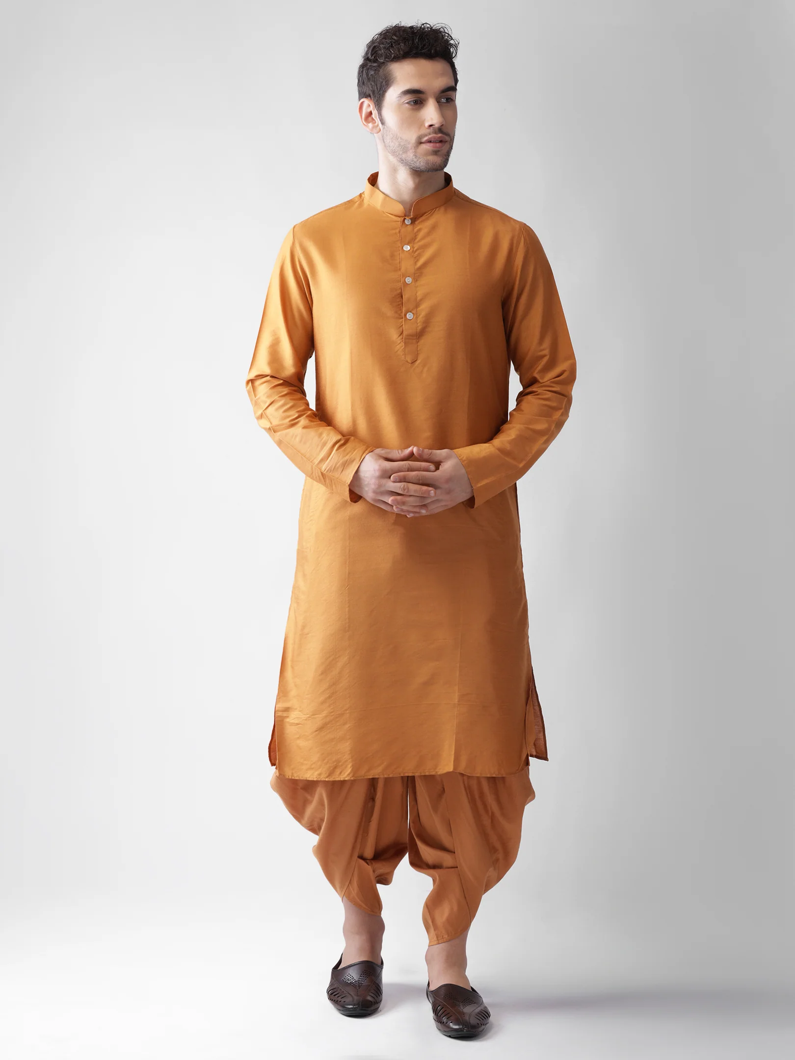 Golden Slim Fit Silk Blend Churidar Pants for Traditional & Wedding Outfits - Image 6