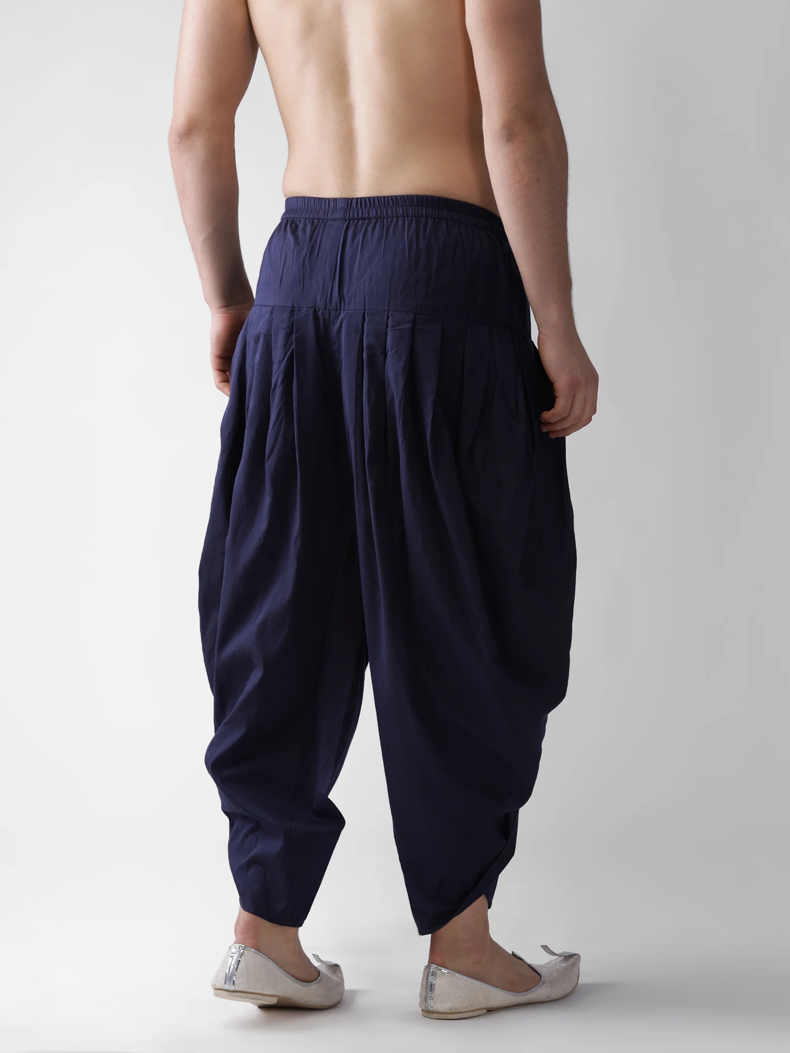 Navy Blue Solid Elasticated Dhoti - Image 4