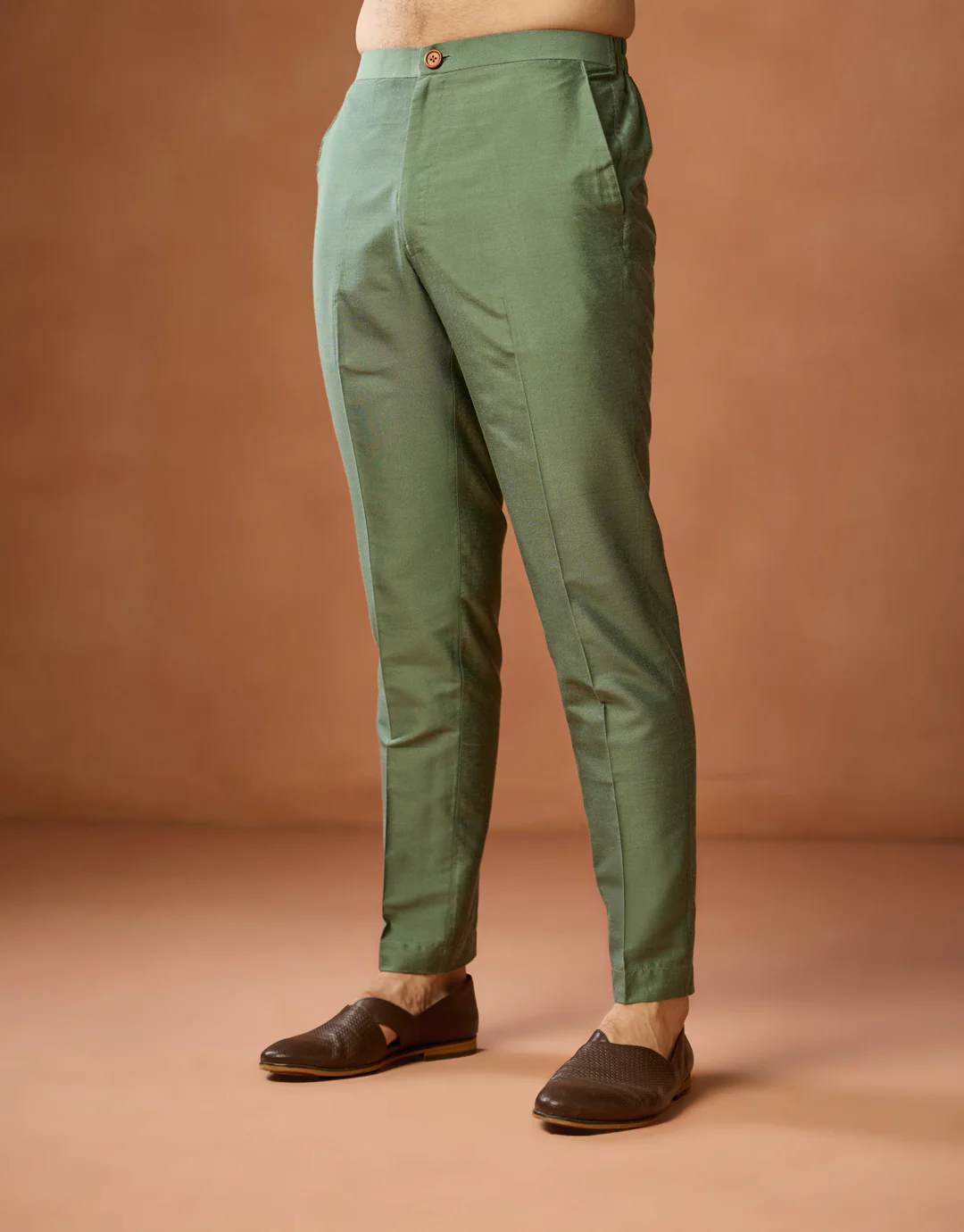 Green Silk Blend Embroidered Kurta Trouser Set - Image 8