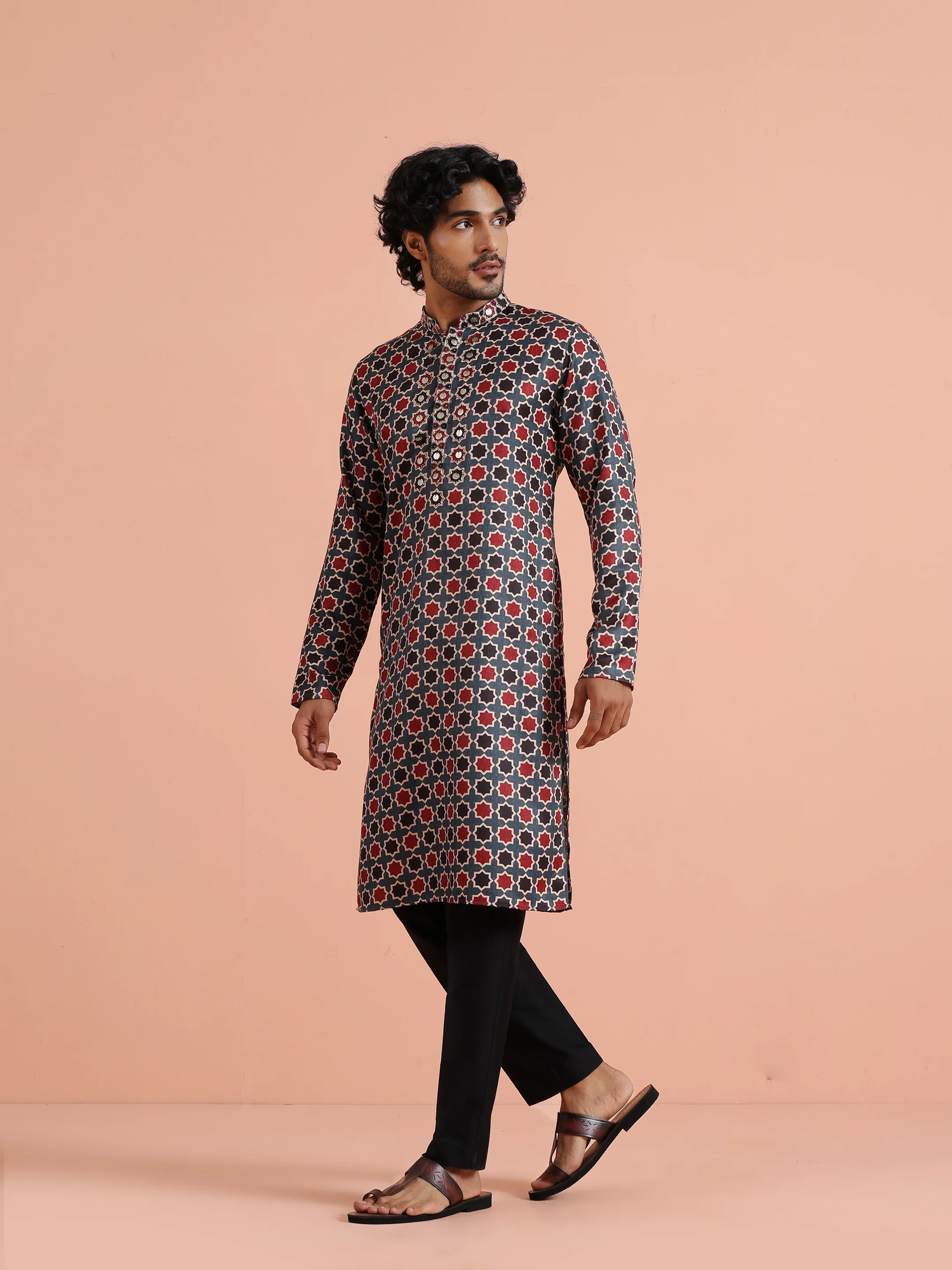 Grey Pashmina Printed Kurta - Image 2
