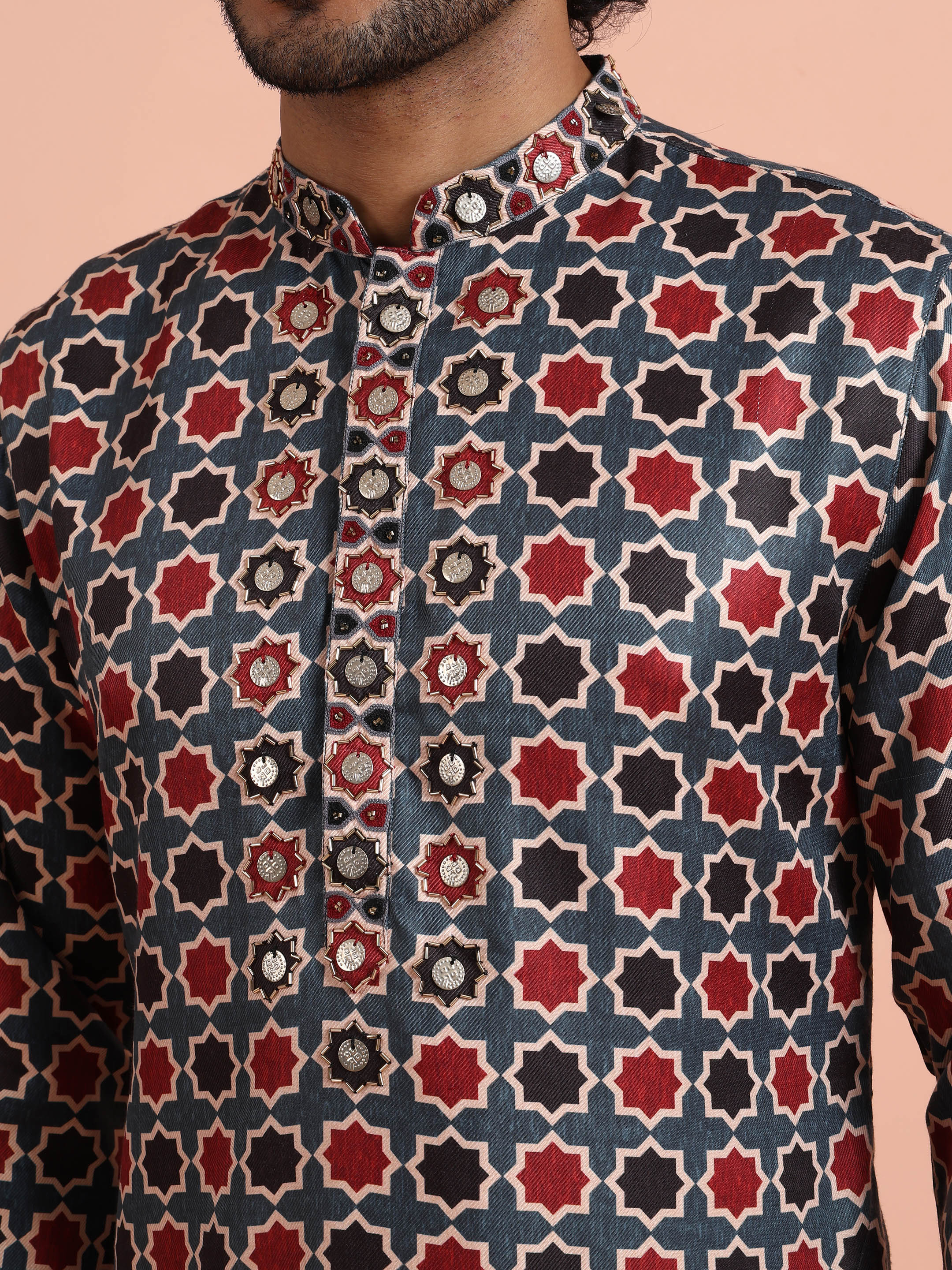 Grey Pashmina Printed Kurta - Image 5