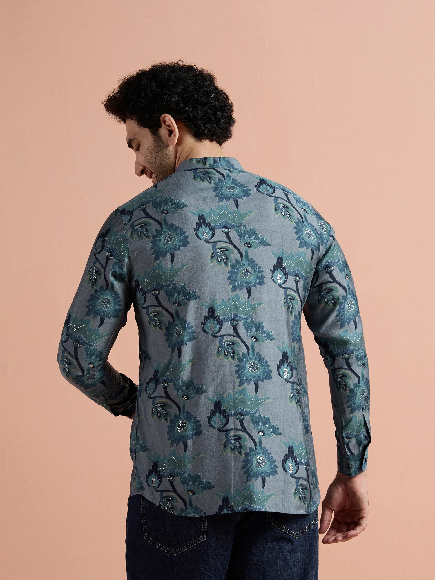 Grey Polyviscose Printed Short Kurta - Image 4