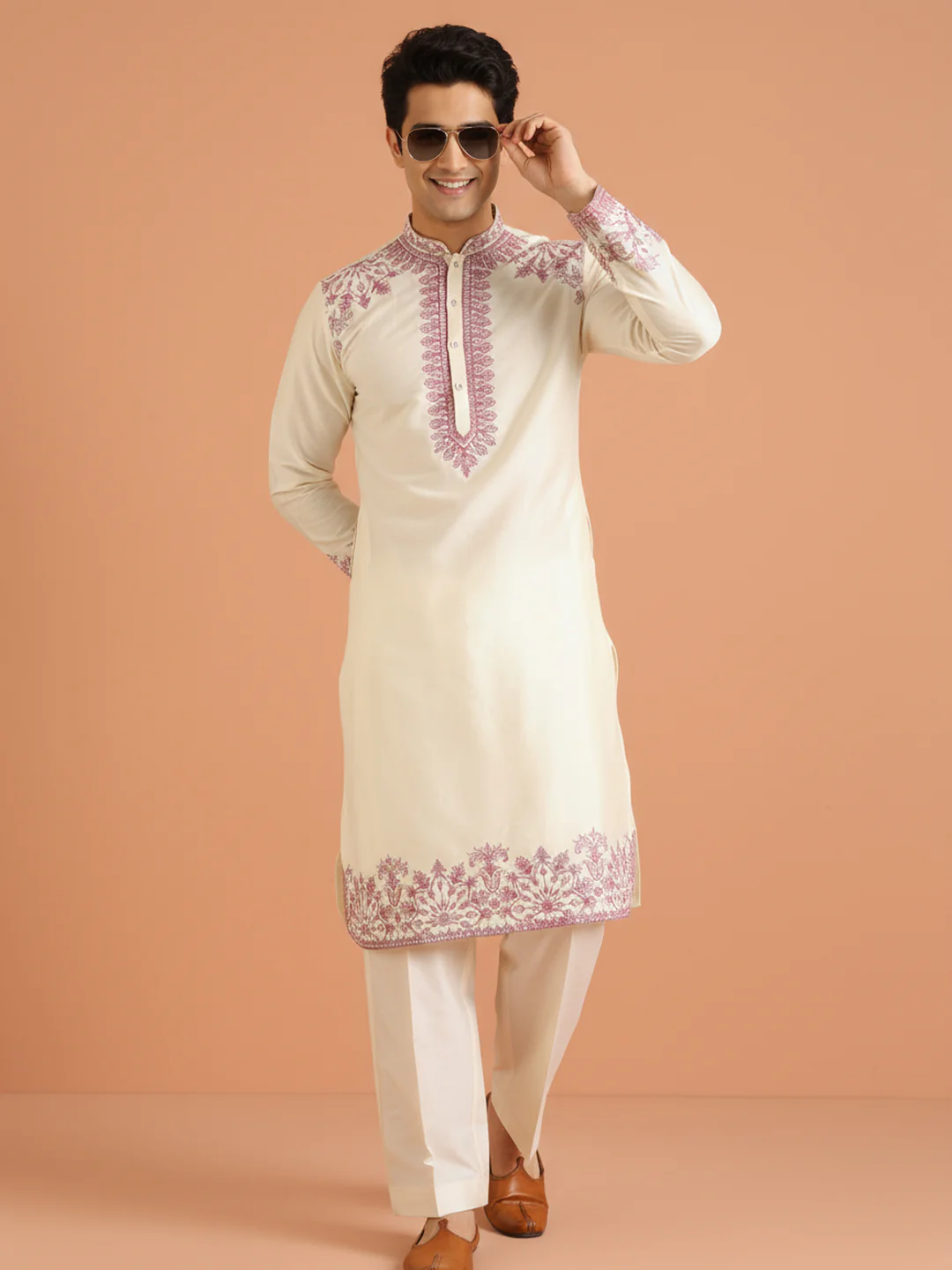 Ivory Embroidered Kurta Trouser Set
