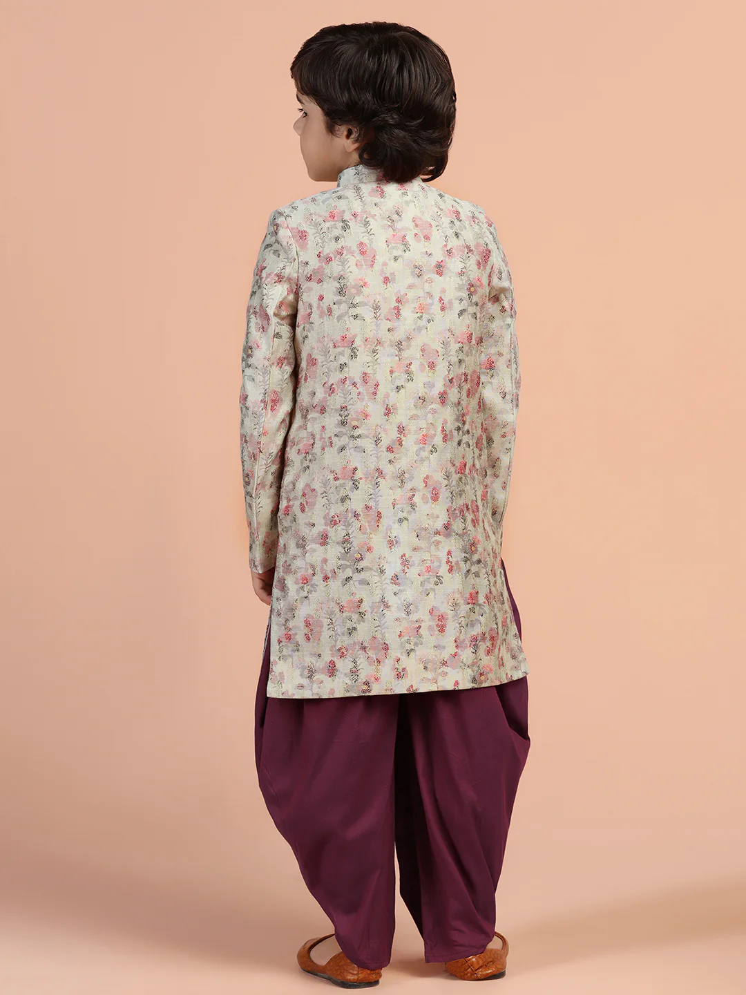 Ivory Floral Sherwani Dhoti Set - Image 4