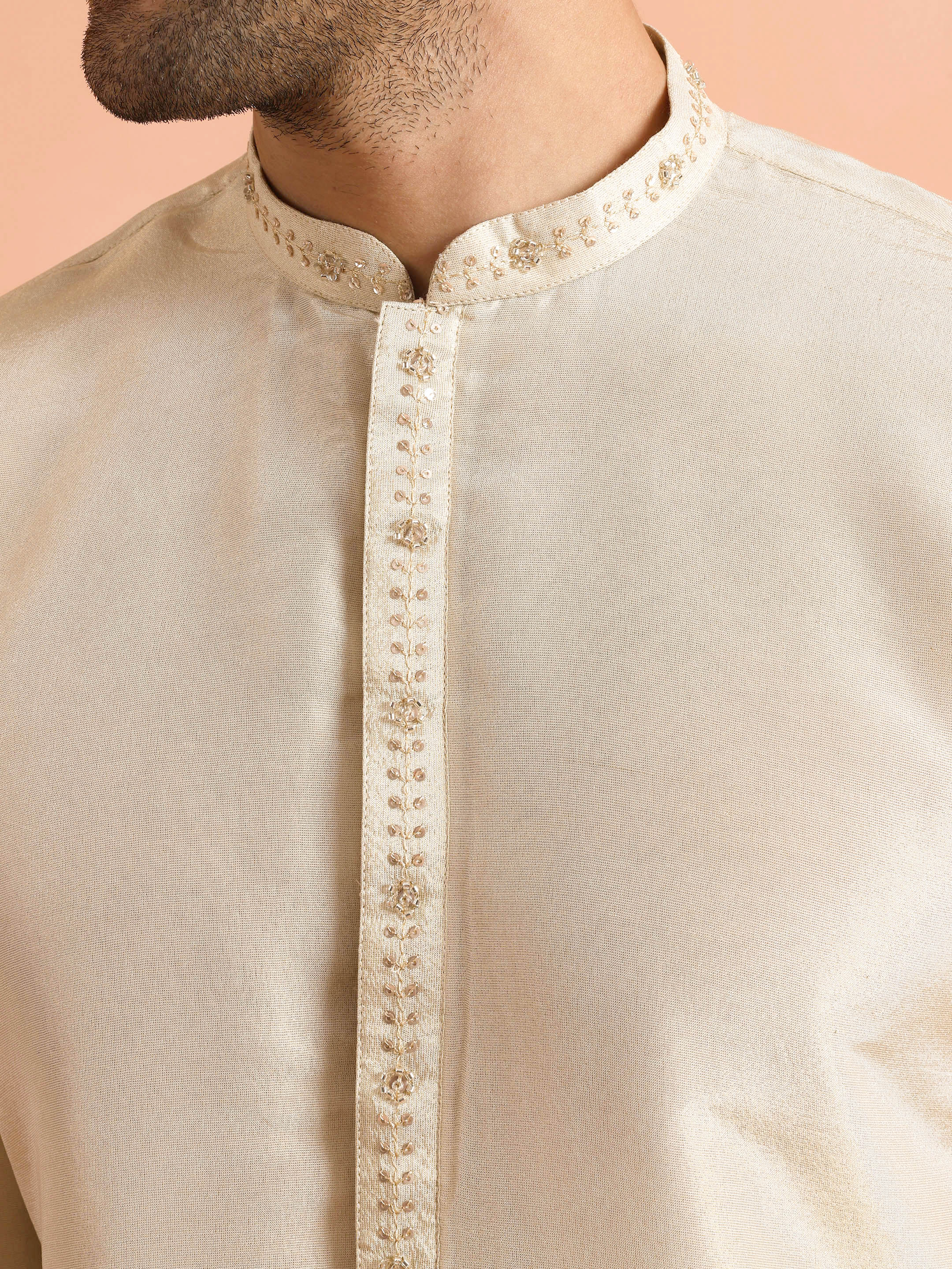 Ivory Kurta with Subtle Embroidery - Image 5
