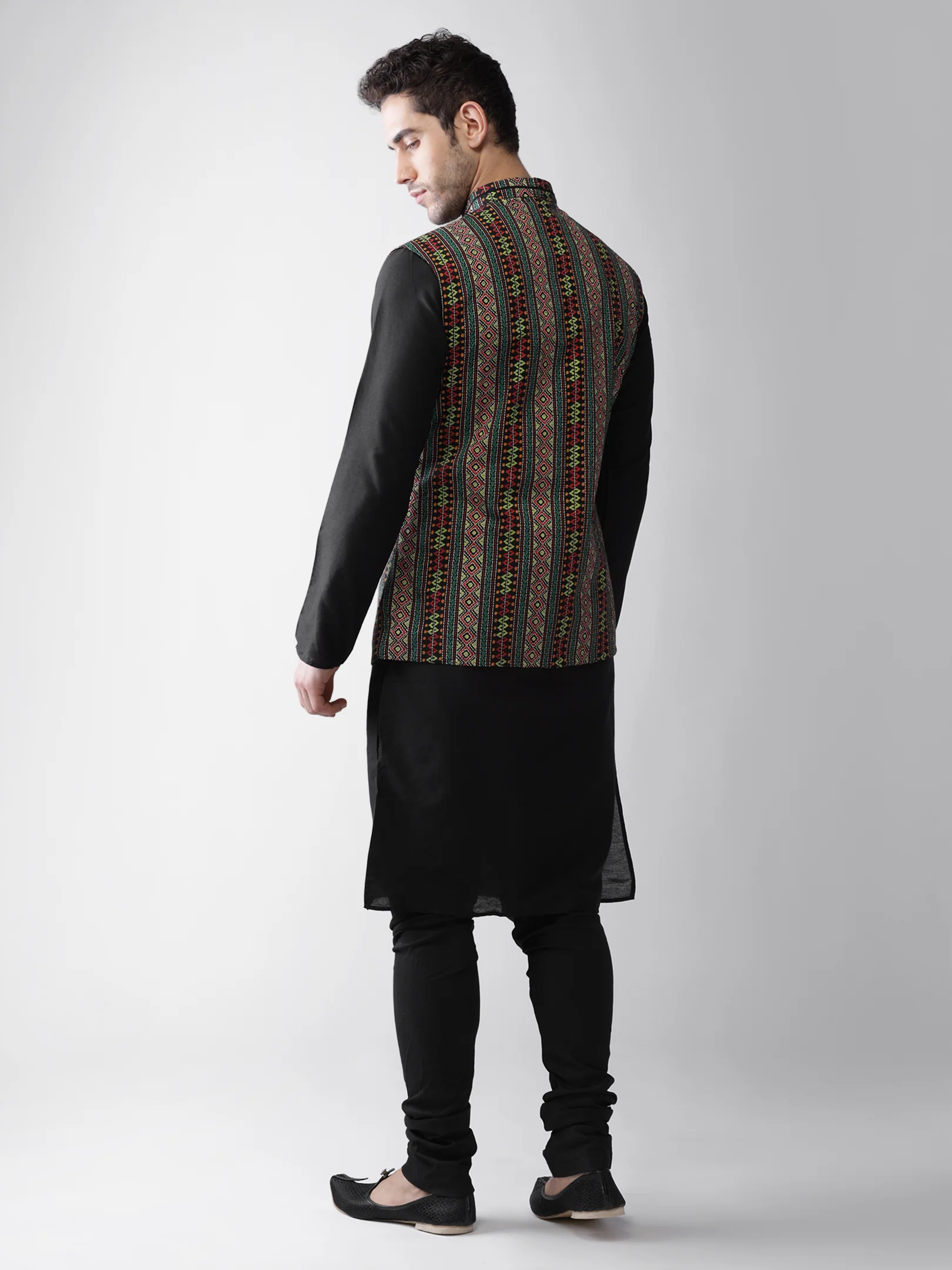 Men's Multi-Color Kurta Jacket Churidar Set - Image 4