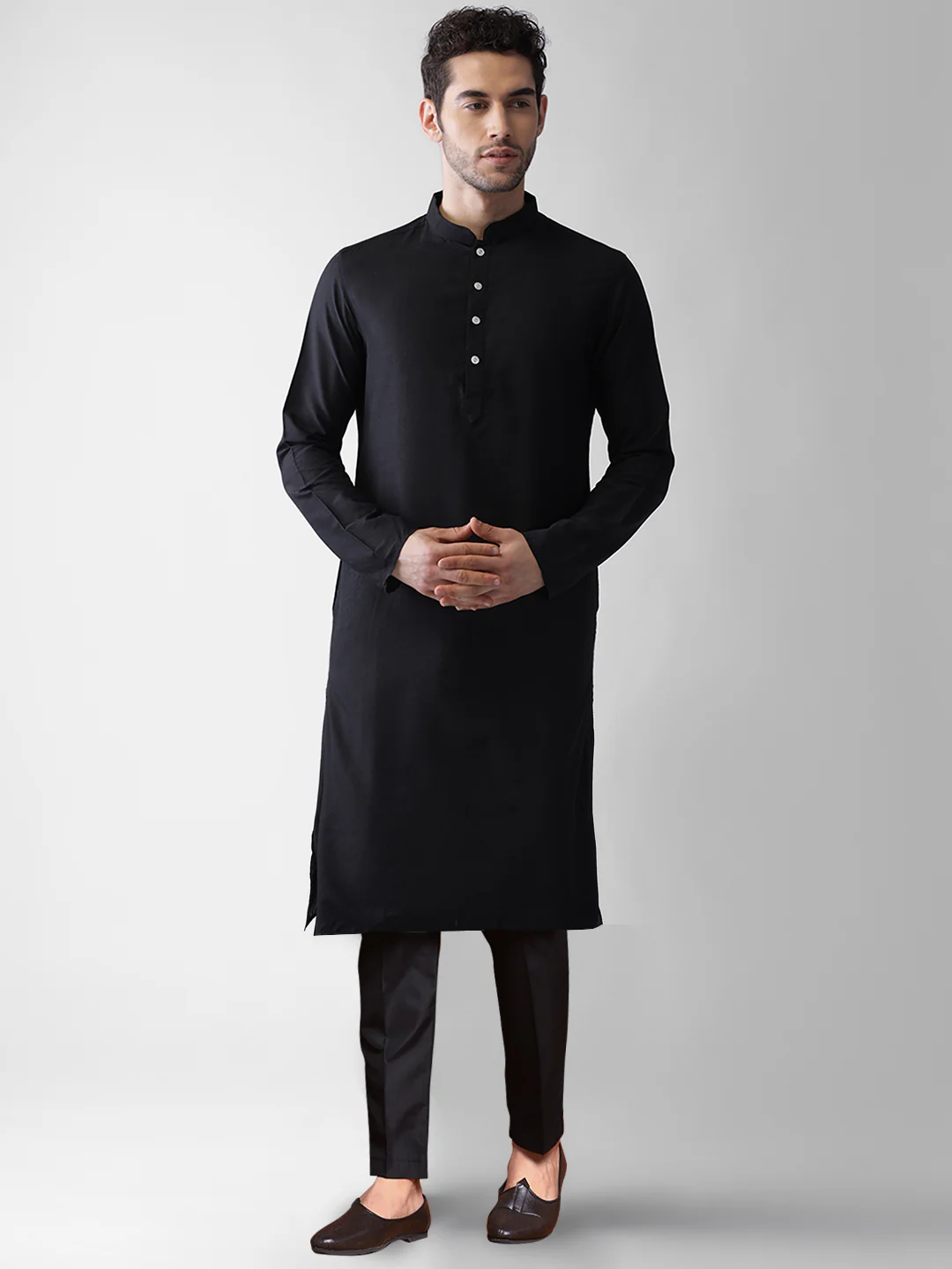 Kisah Men's Black Kurta Jacket Trousers Set - Image 6