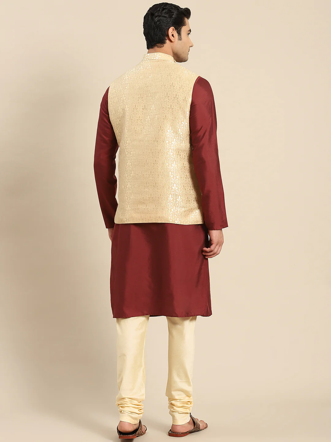 Kisah Men Gold Kurta Jacket Set - Image 7