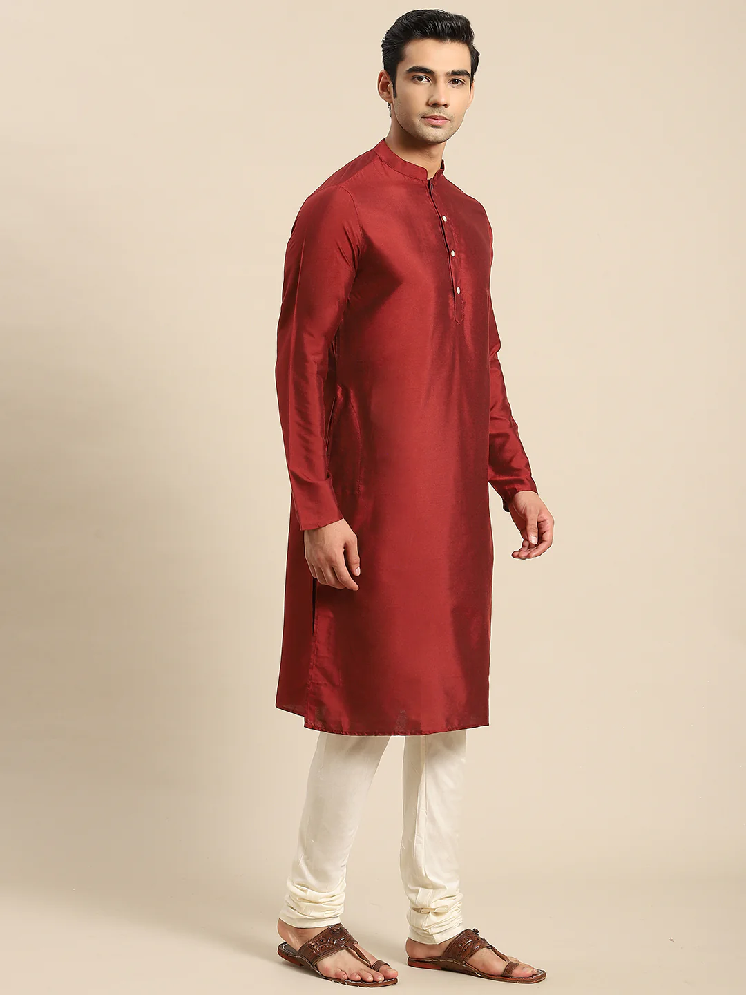 Men White Kurta Jacket Set - Image 7