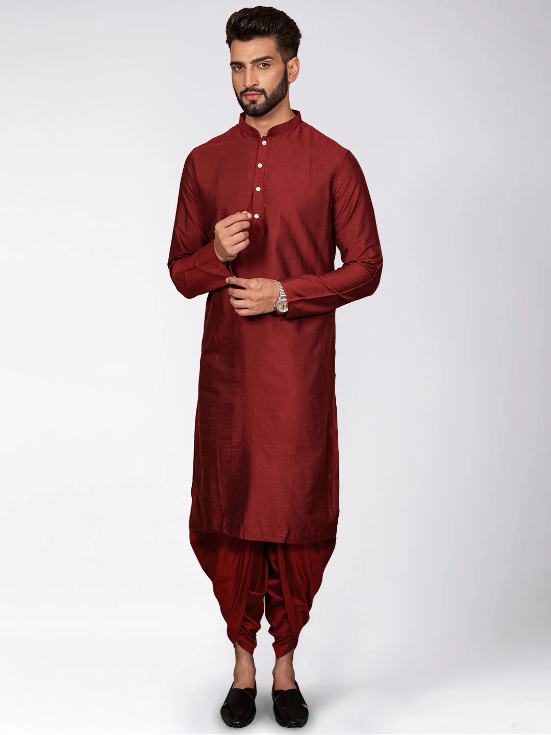 Men's Multi-Color Kurta Jacket Dhoti Set - Image 6