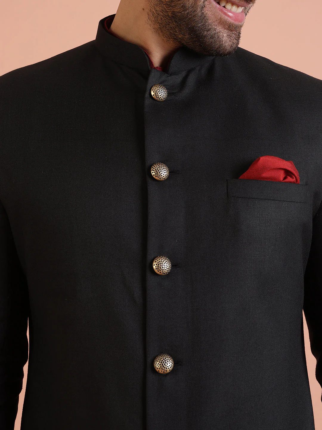 Men Black Solid Kurta Indowestern Dhoti Set - Image 23