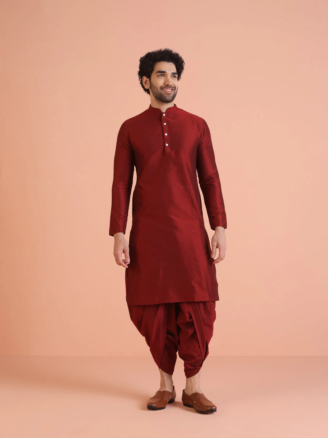 Men Black Solid Kurta Indowestern Dhoti Set - Image 25
