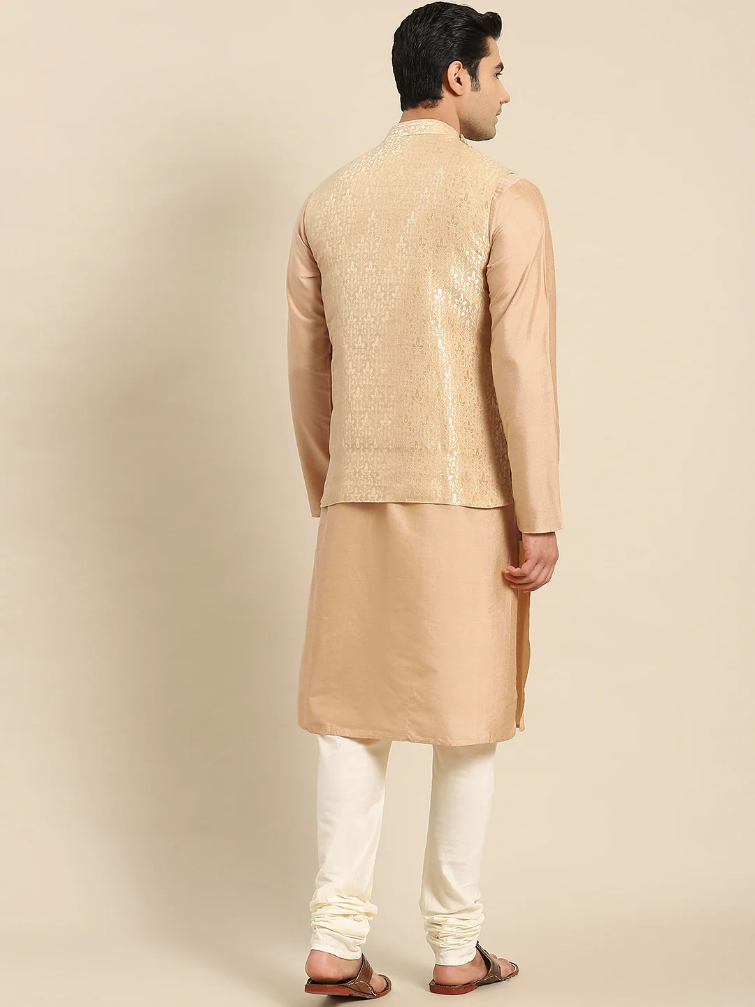 Kisah Men Gold Kurta Jacket Set - Image 2