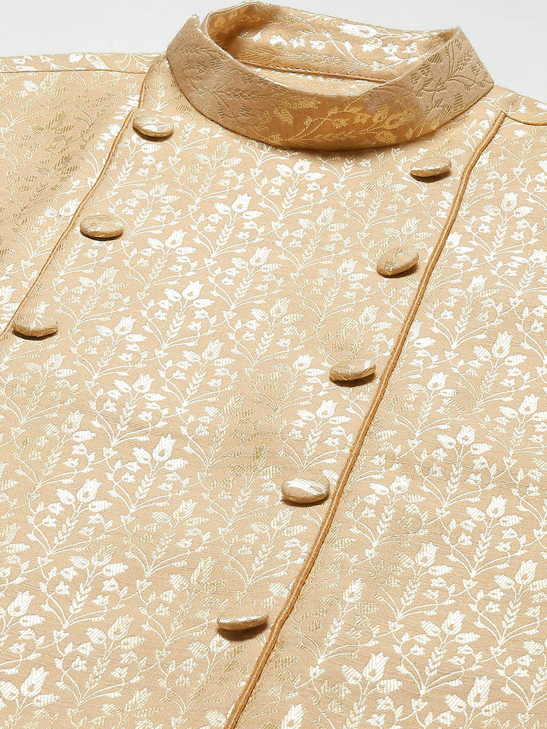 Kisah Men Gold Kurta Jacket Set - Image 3
