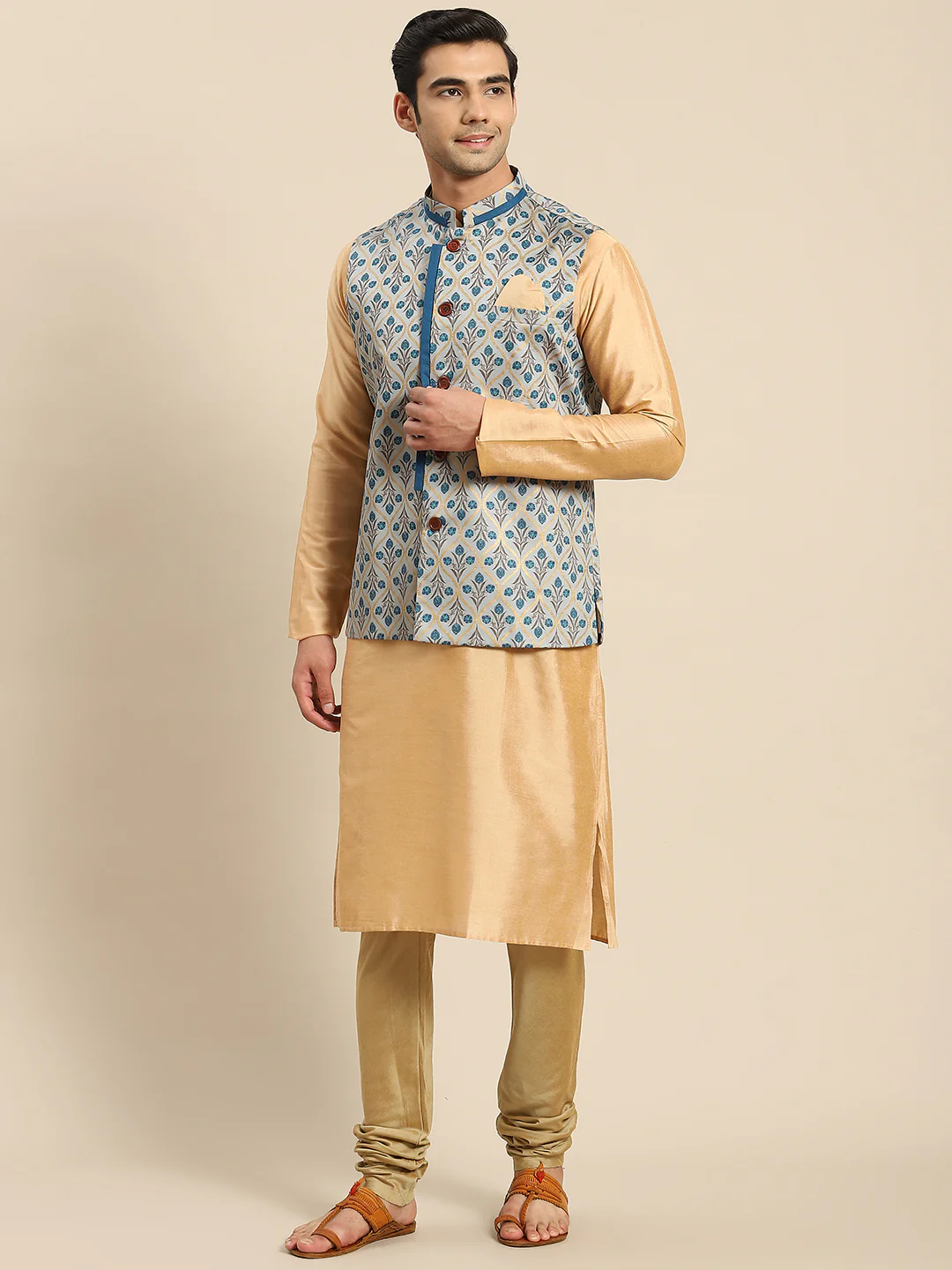 Kisah Men Blue Kurta Jacket Set - Image 7