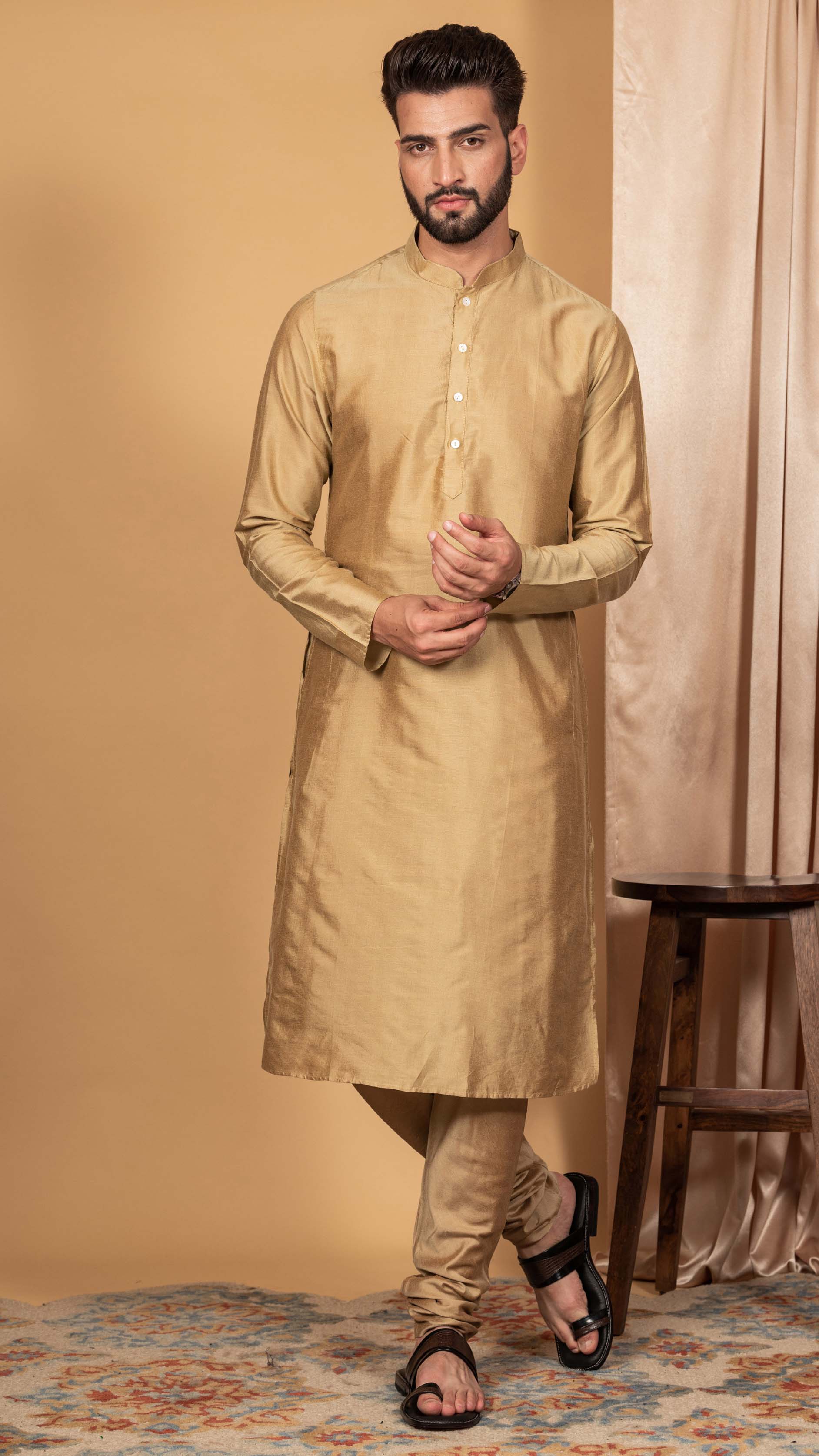 Men Blue Kurta Jacket Set - Image 7