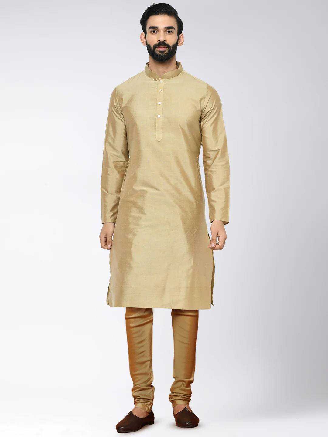 Men's Black Indowestern Set With Kurta and Churidar - Image 5
