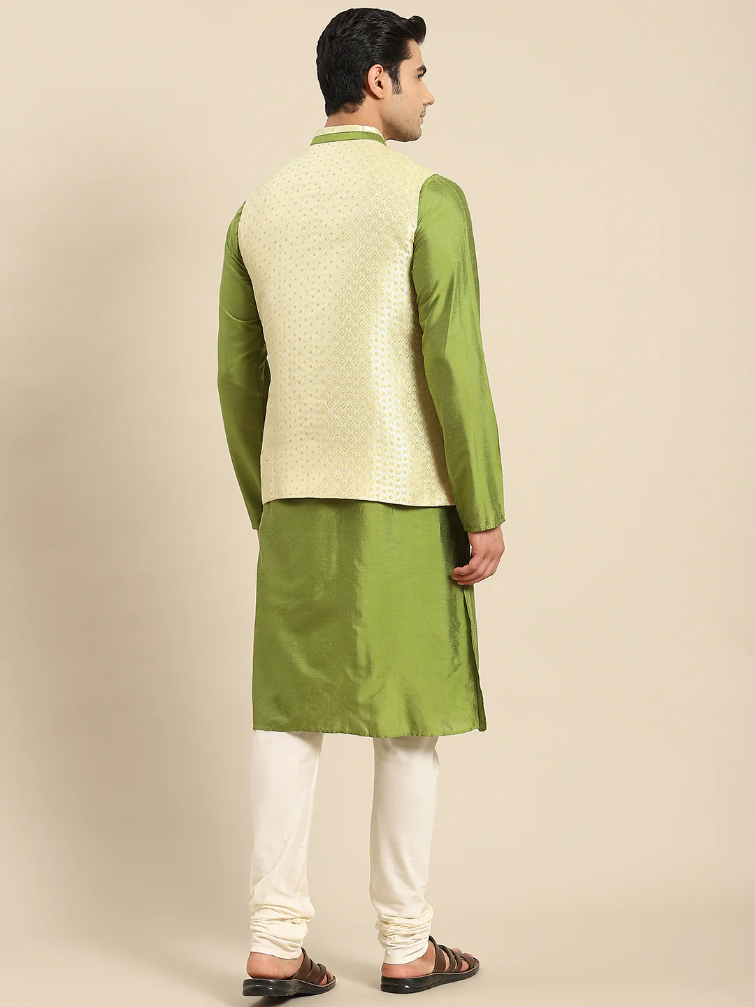 Kisah Men Gold Kurta Jacket Set - Image 2