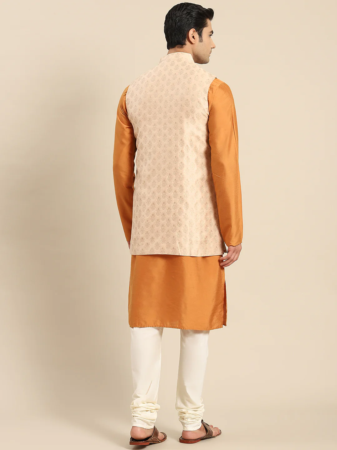 Kisah Men Taupe Kurta Jacket Set - Image 8